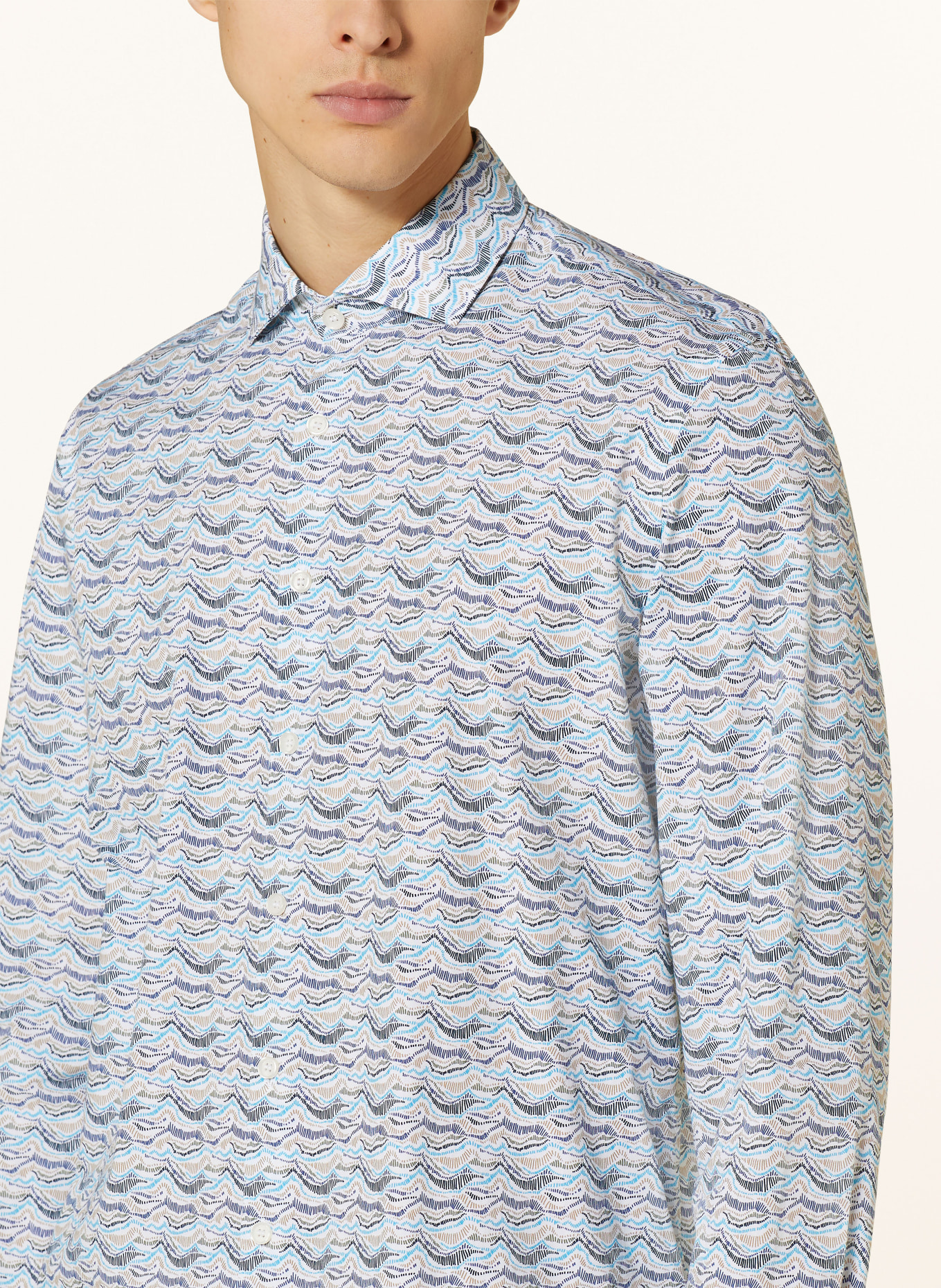 MAERZ MUENCHEN Shirt modern fit, Color: DARK BLUE/ TURQUOISE/ BEIGE (Image 4)