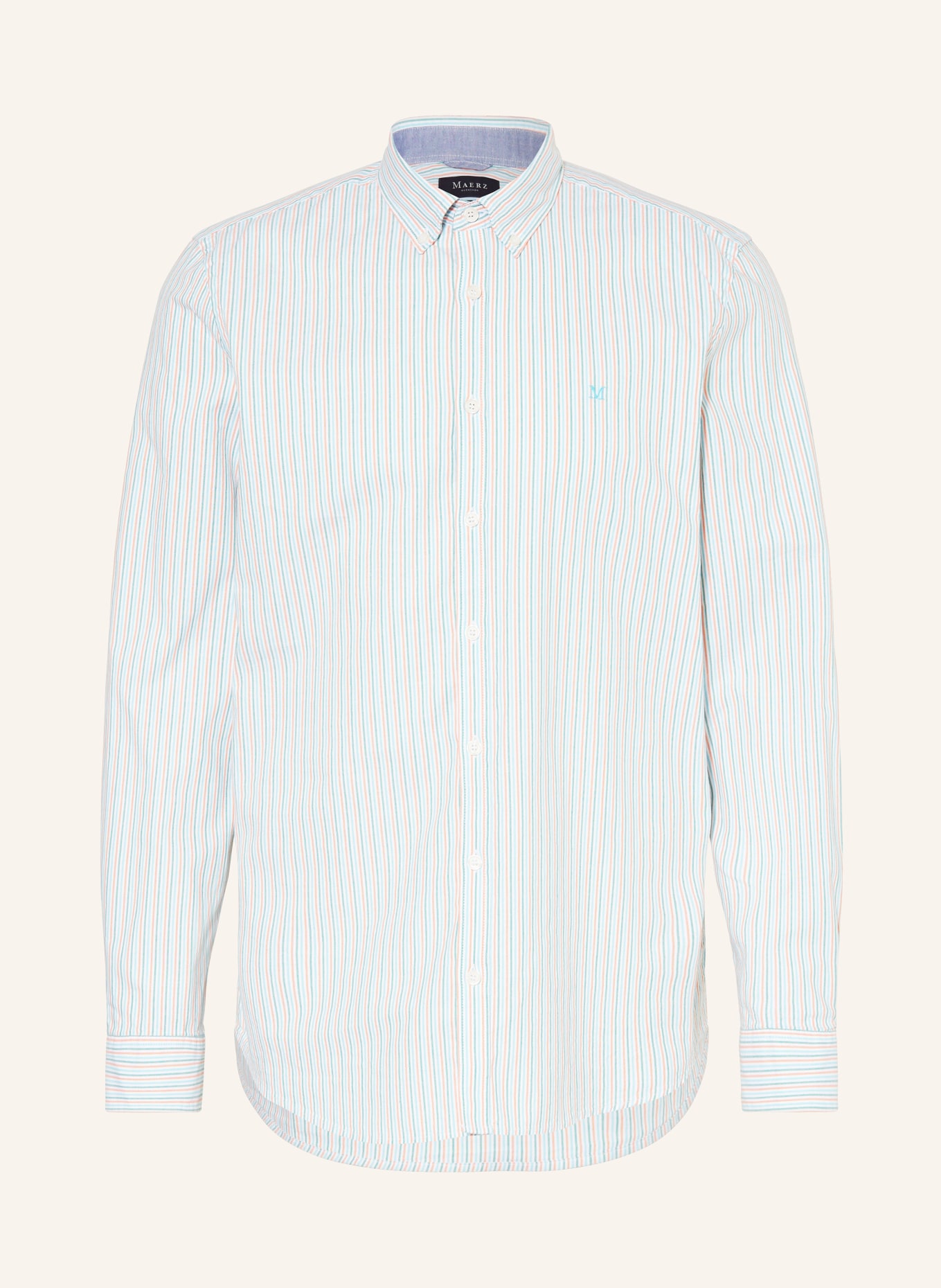 MAERZ MUENCHEN Oxfordhemd Modern Fit, Farbe: HELLBLAU/ ORANGE/ GRÜN (Bild 1)