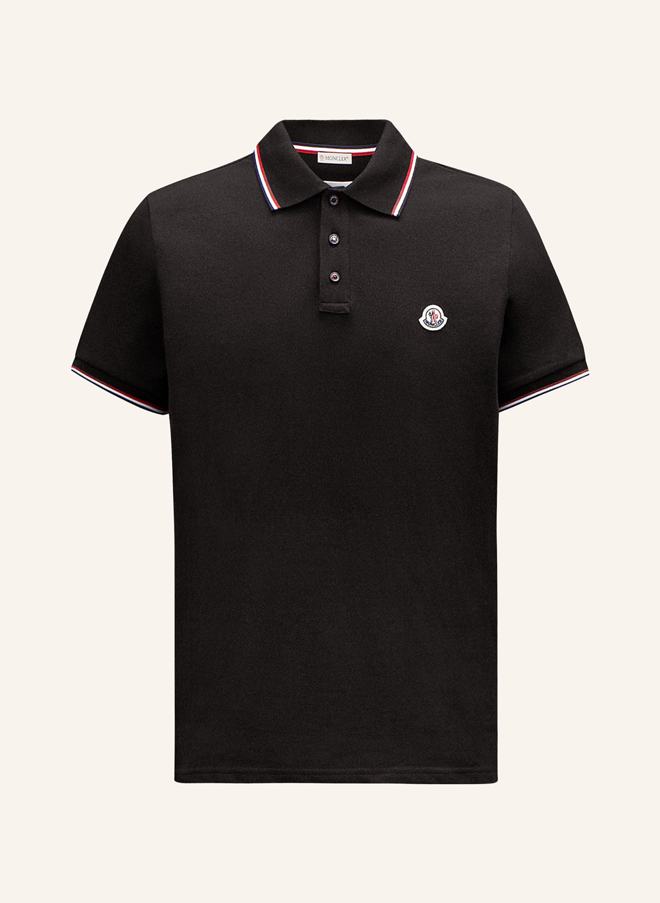 MONCLER Piqué-Poloshirt: SCHWARZ/ ROT/ WEISS