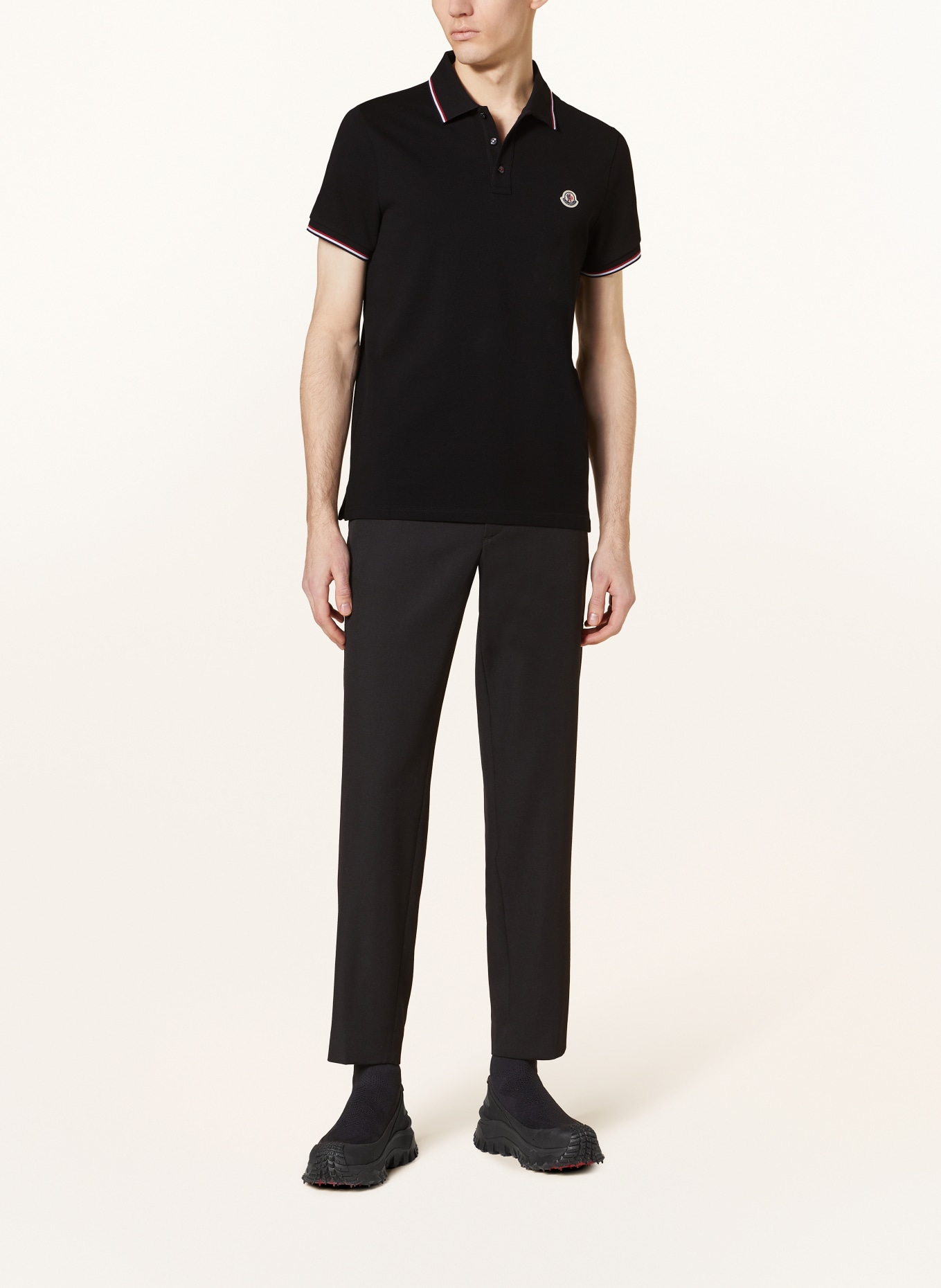 MONCLER Piqué-Poloshirt: SCHWARZ/ ROT/ WEISS
