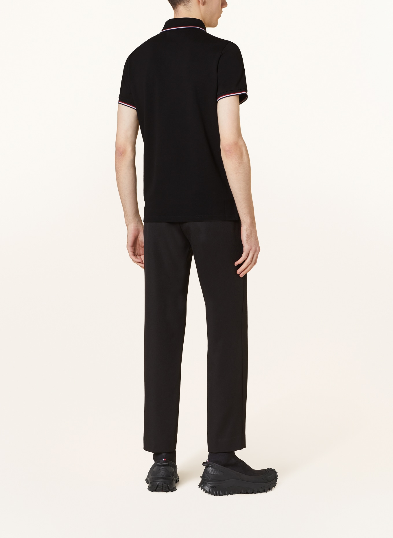 MONCLER Piqué-Poloshirt: SCHWARZ/ ROT/ WEISS