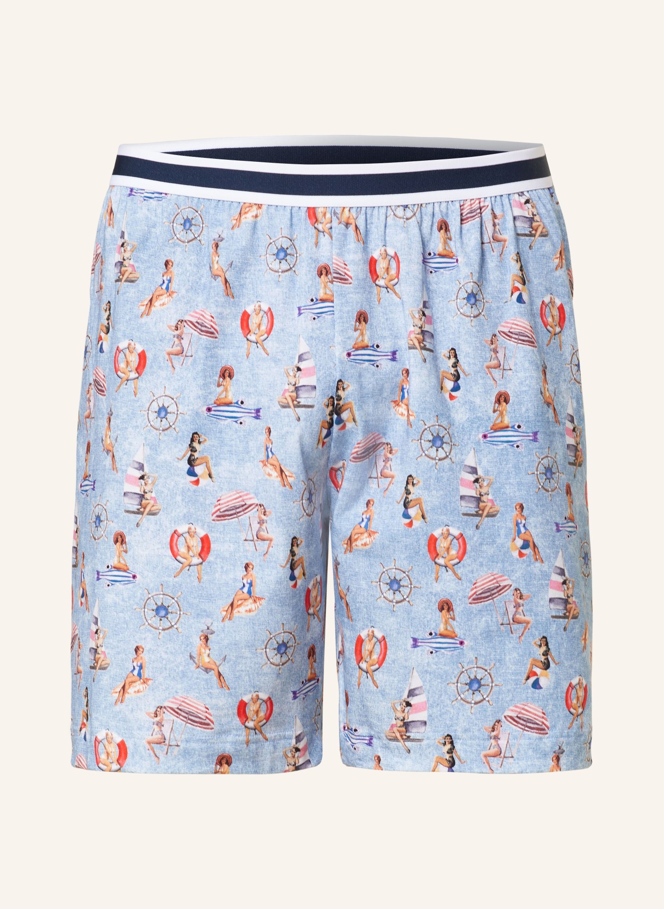 mey Pajama shorts series PIN UP GIRLS, Color: LIGHT BLUE (Image 1)