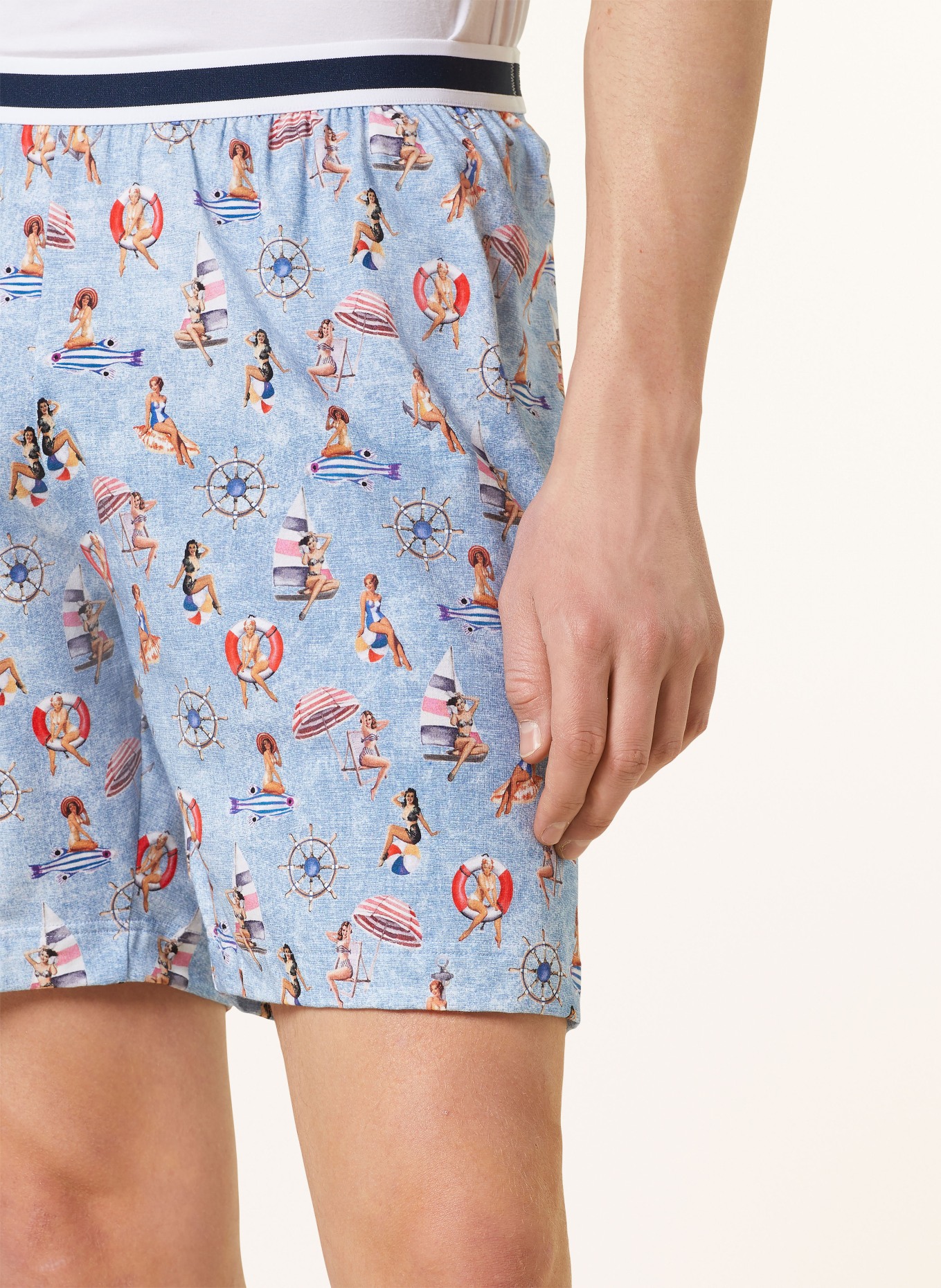 mey Pajama shorts series PIN UP GIRLS, Color: LIGHT BLUE (Image 5)