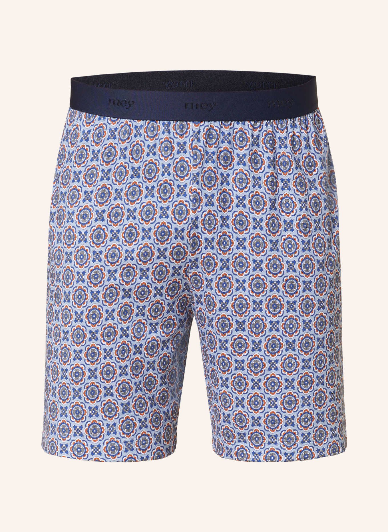mey Pajama shorts series NOBLE ORNAMENTS, Color: LIGHT BLUE/ BLUE/ ORANGE (Image 1)