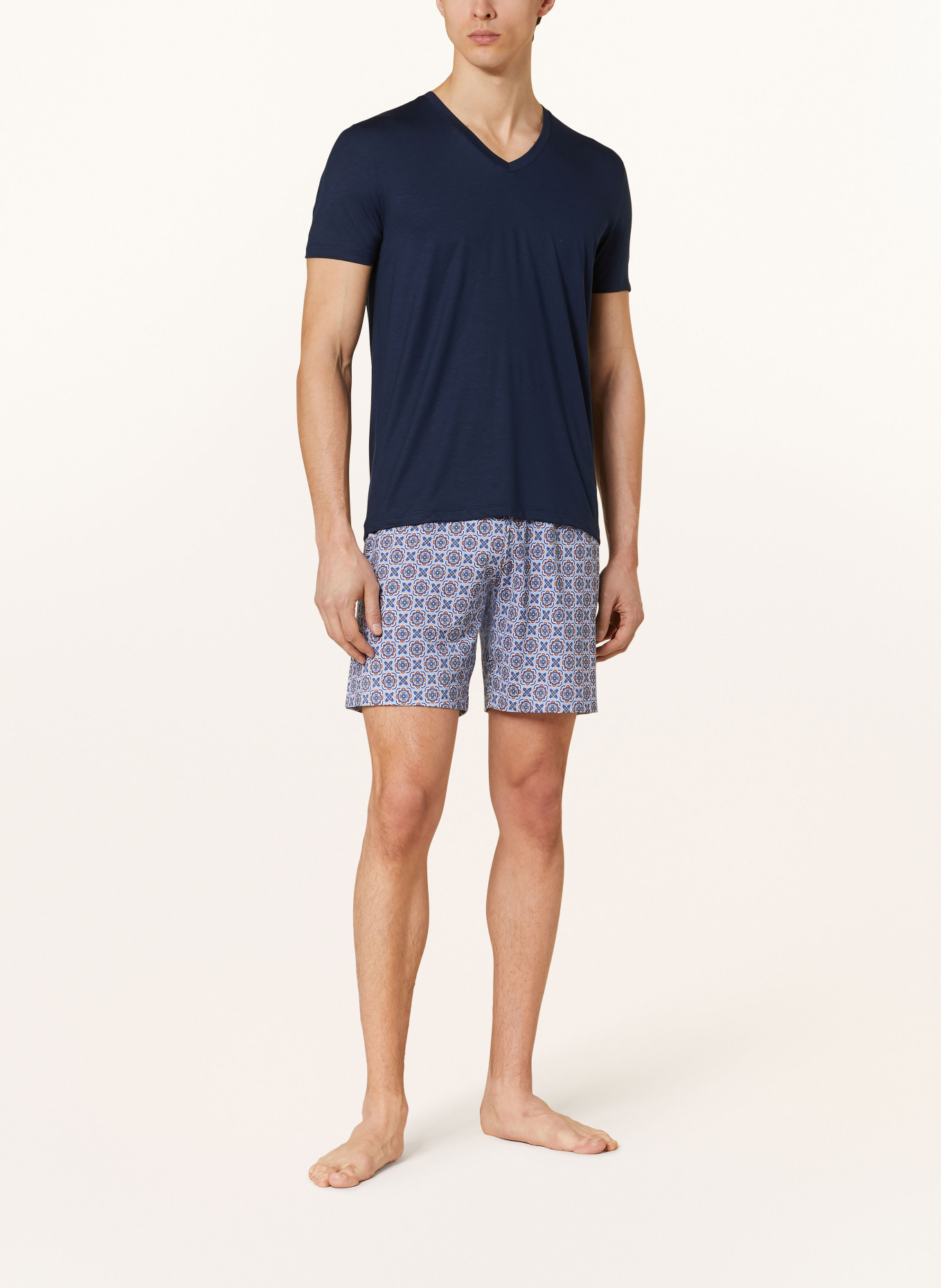 mey Pajama shorts series NOBLE ORNAMENTS, Color: LIGHT BLUE/ BLUE/ ORANGE (Image 2)