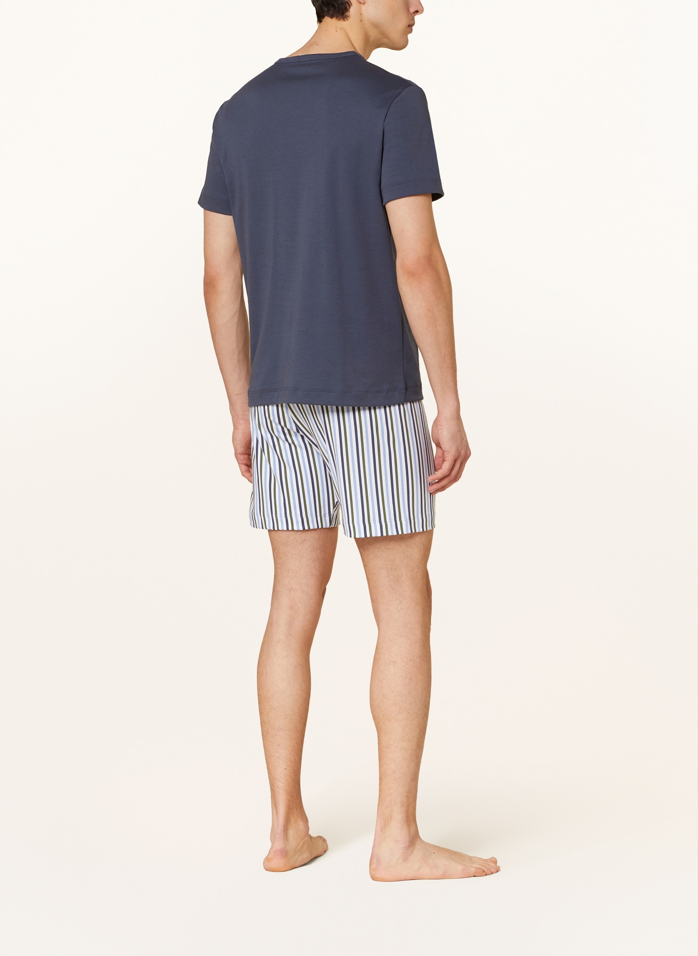 mey Shorty pajamas series LIGHT STRIPES, Color: DARK BLUE/ WHITE/ OLIVE (Image 3)