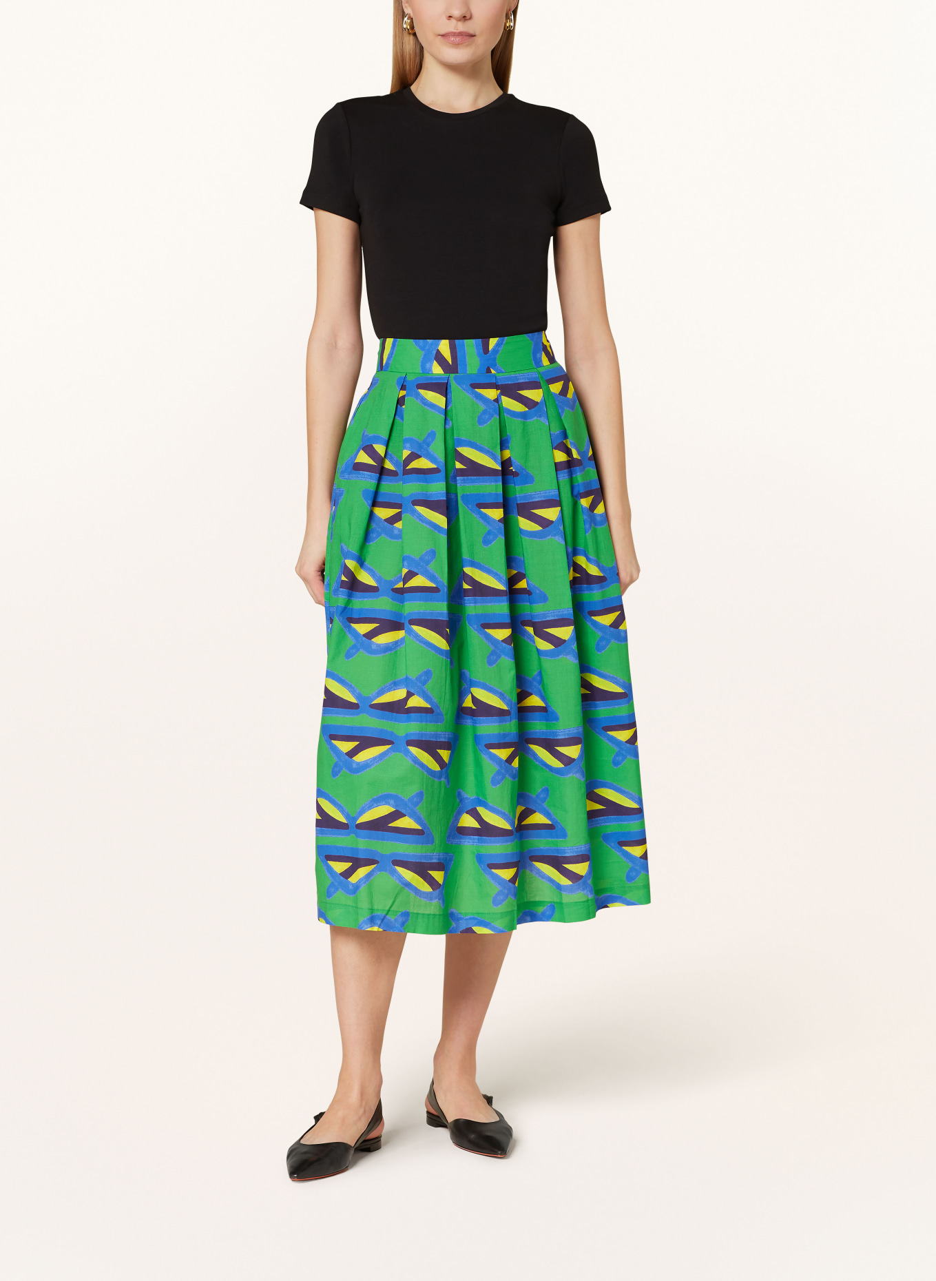 0039 ITALY Pleated skirt KYLIE, Color: GREEN/ BLUE/ YELLOW (Image 2)