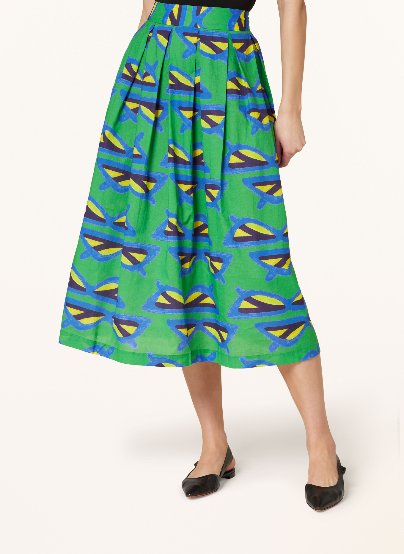 0039 ITALY Pleated skirt KYLIE, Color: GREEN/ BLUE/ YELLOW (Image 4)
