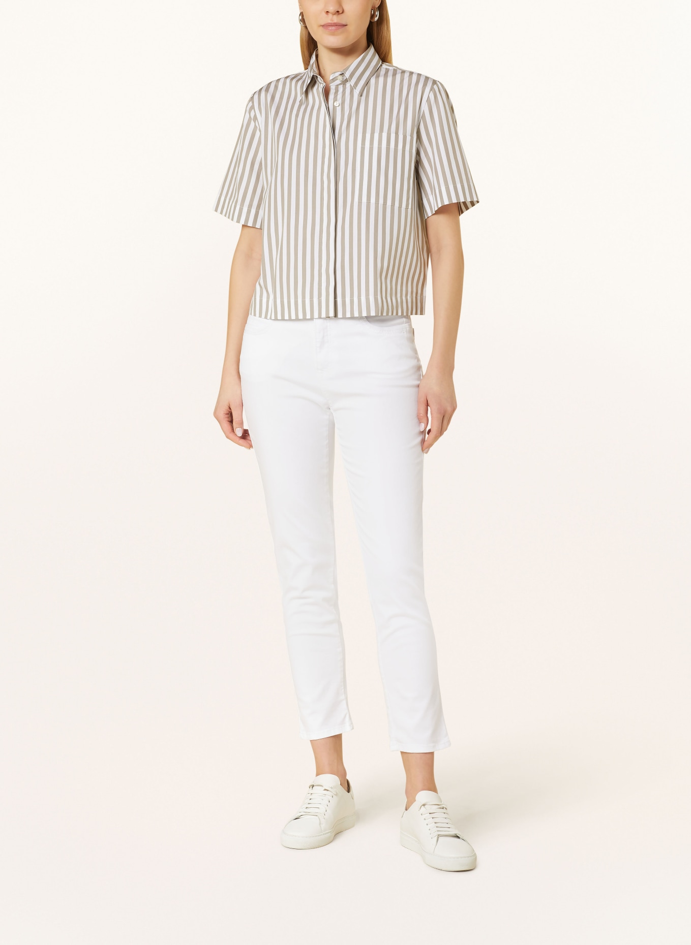 0039 ITALY Shirt blouse MIRANDA, Color: WHITE/ BEIGE (Image 2)