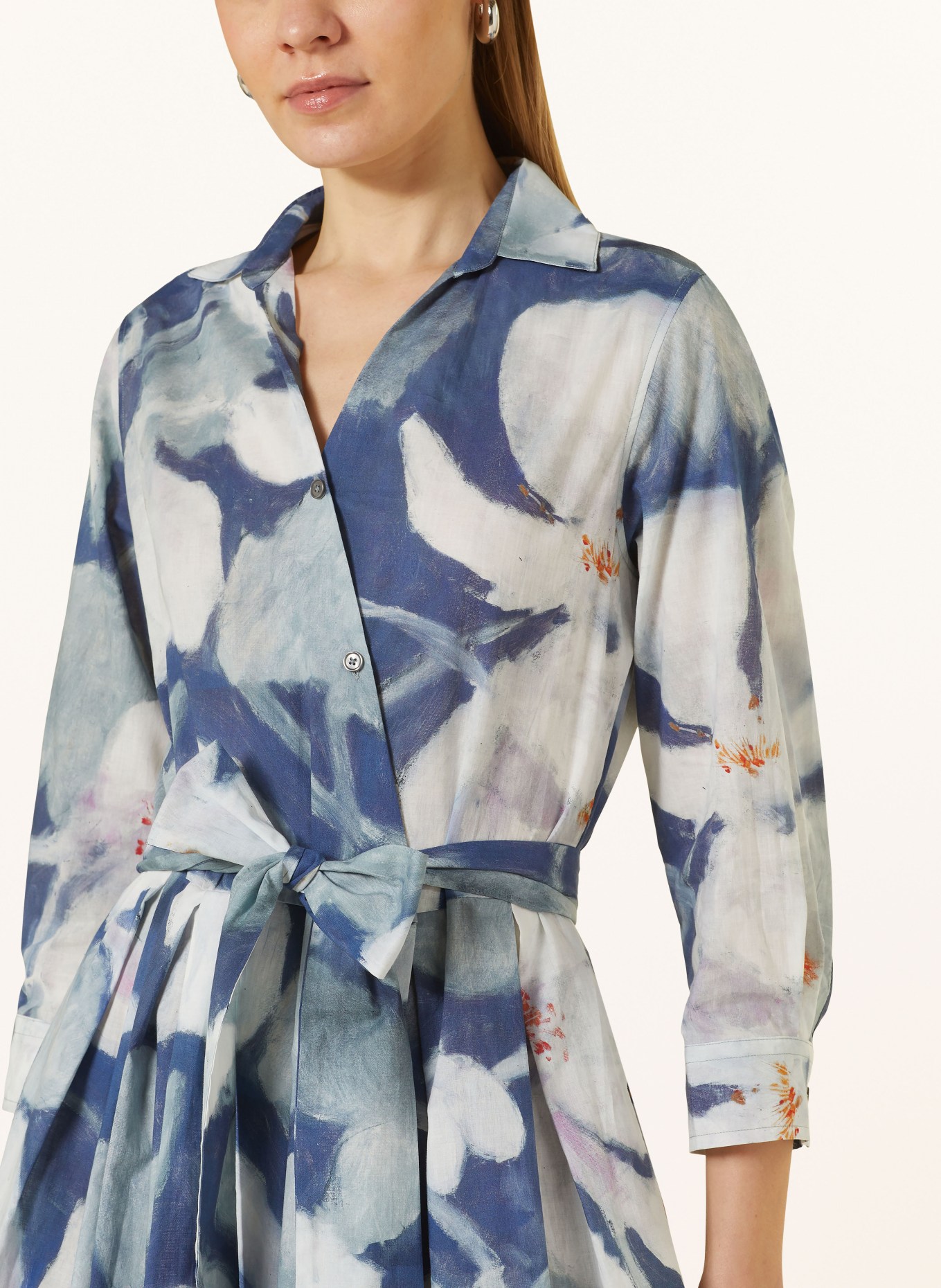 0039 ITALY Shirt dress JULENE with 3/4 sleeves, Color: BLUE/ LIGHT BLUE/ LIGHT GRAY (Image 4)