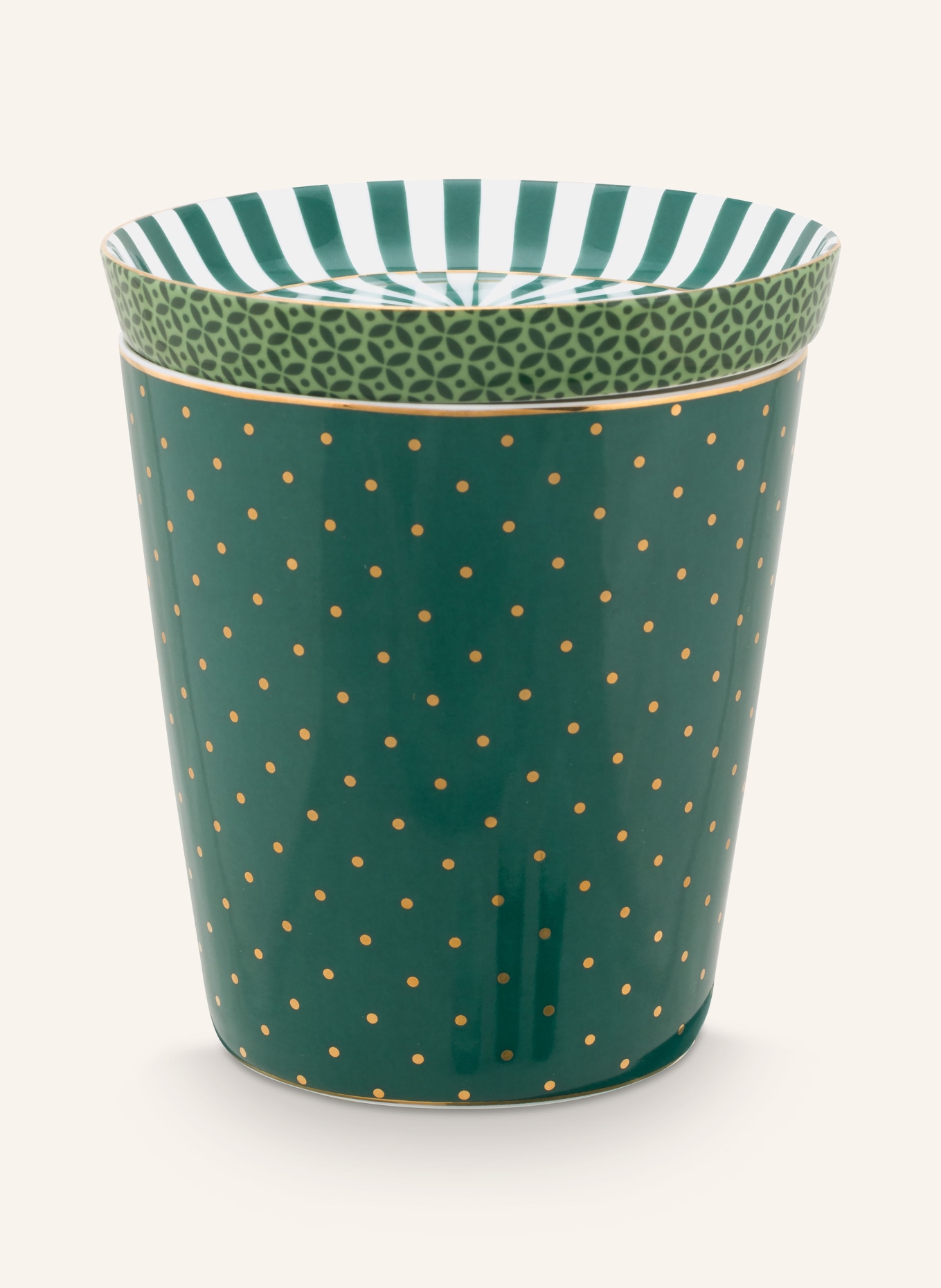 PIP studio Set ROYAL DOTS: Mug and tea bag holder, Color: GREEN/ GOLD (Image 2)