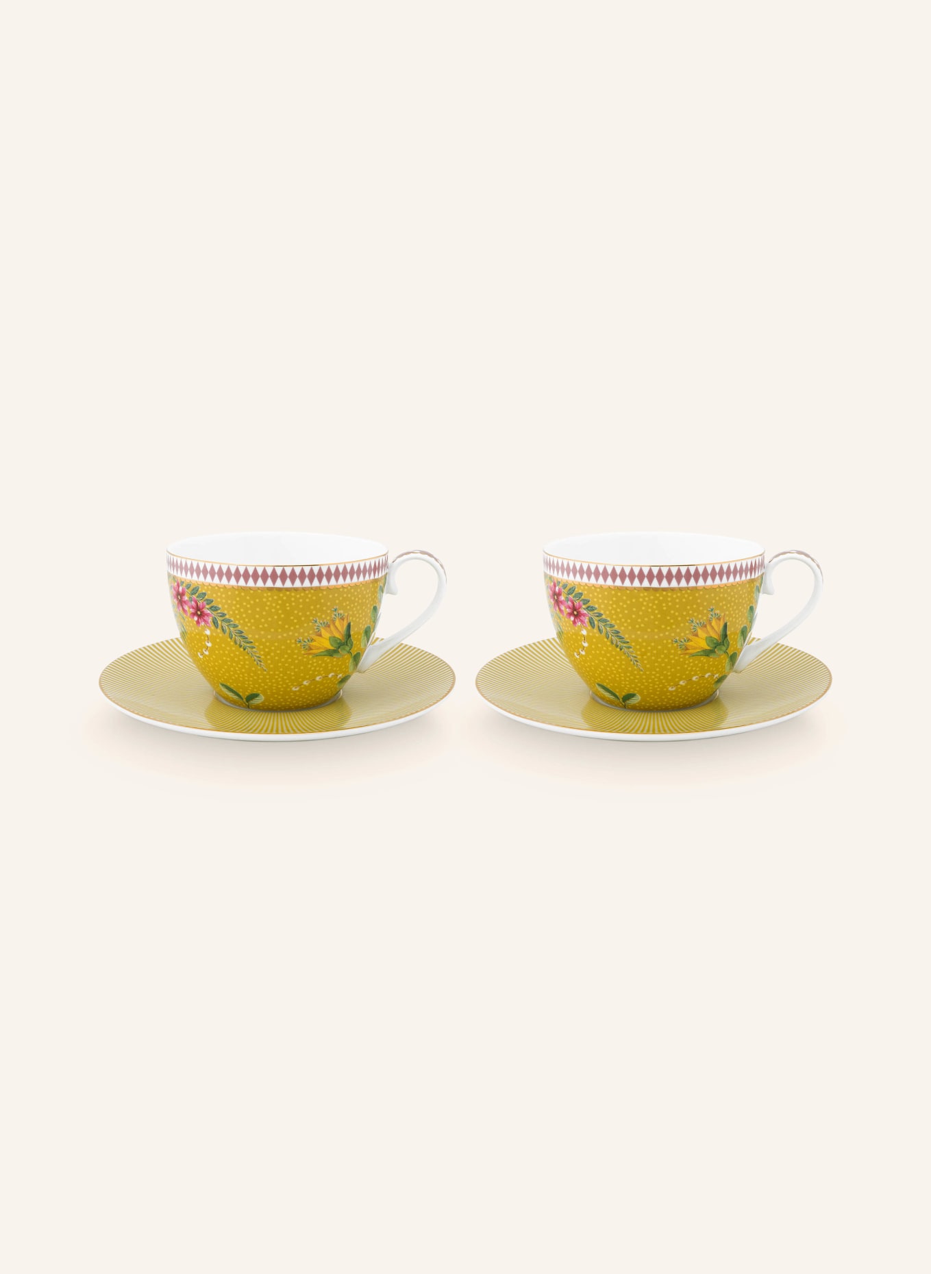 PIP studio 2er-Set Kaffeetassen JOLIE mit Untertassen, Farbe: YELLOW (Bild 1)