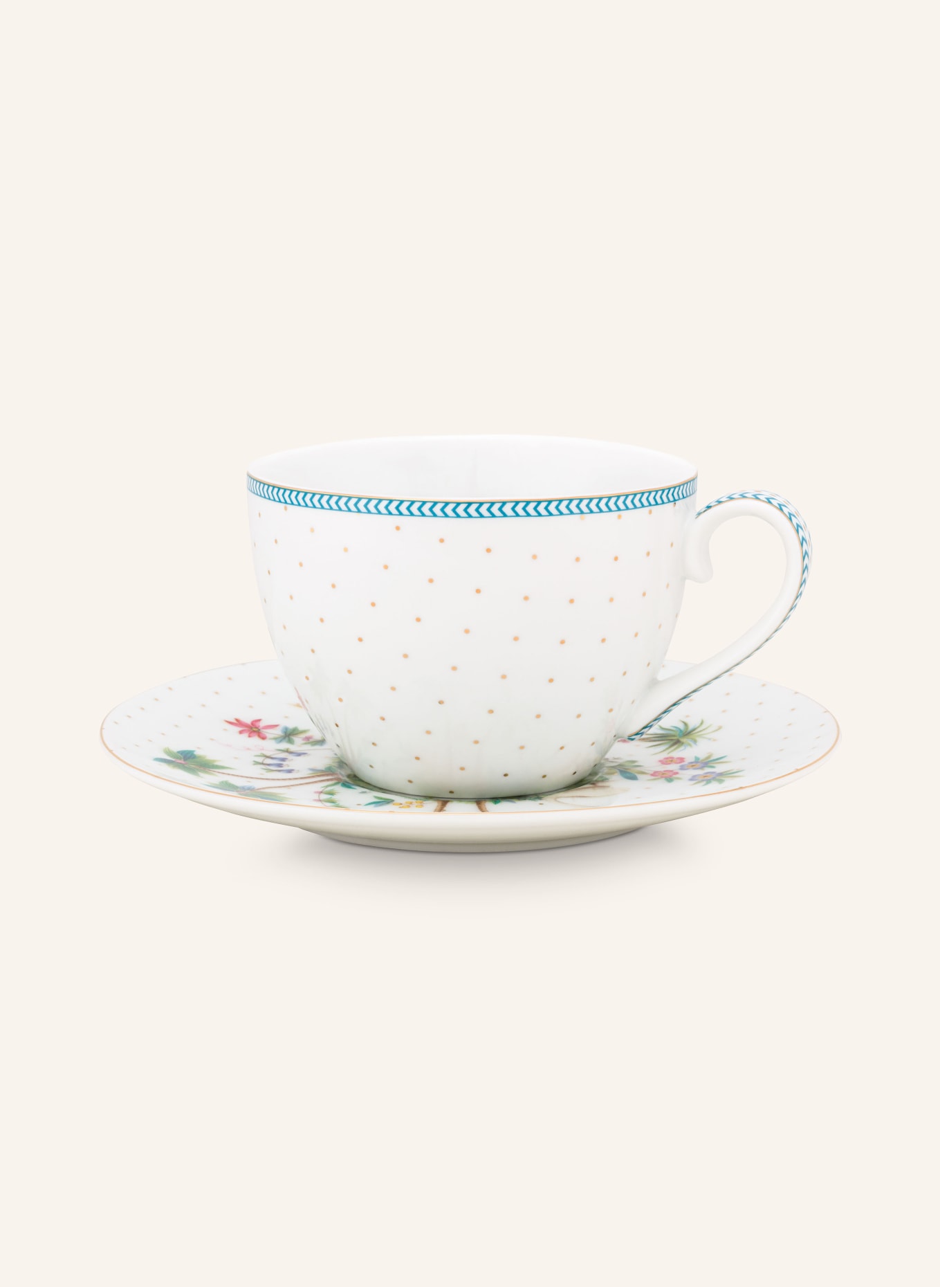 PIP studio Set of 2 coffee cups JOLIE with saucers, Color: Jolie Dots gold (Image 2)