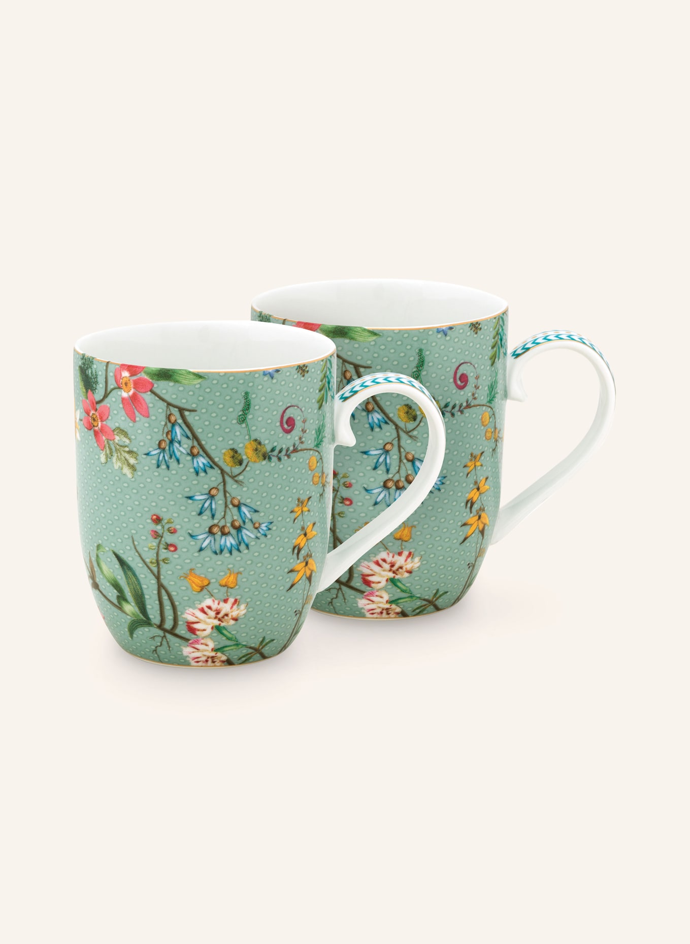 PIP studio Set of 2 mugs LA MAJORELLE SMALL, Color: TEAL/ GOLD (Image 1)