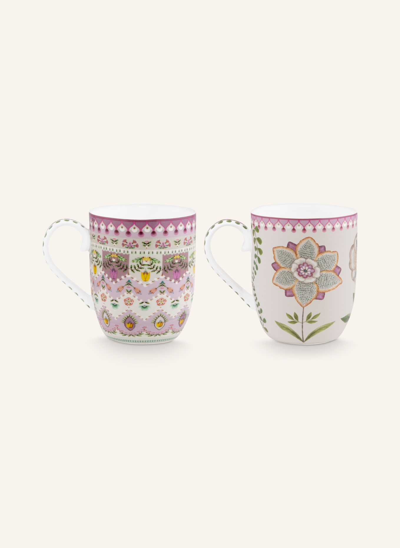 PIP studio Set of 2 mugs LOTUS SMALL, Color: WHITE/ PINK/ GREEN (Image 2)
