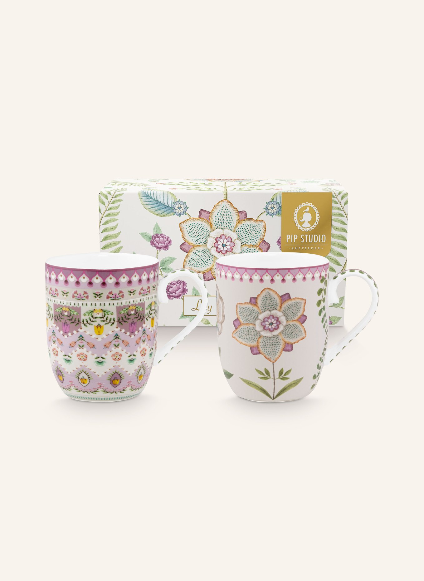 PIP studio Set of 2 mugs LOTUS SMALL, Color: WHITE/ PINK/ GREEN (Image 5)