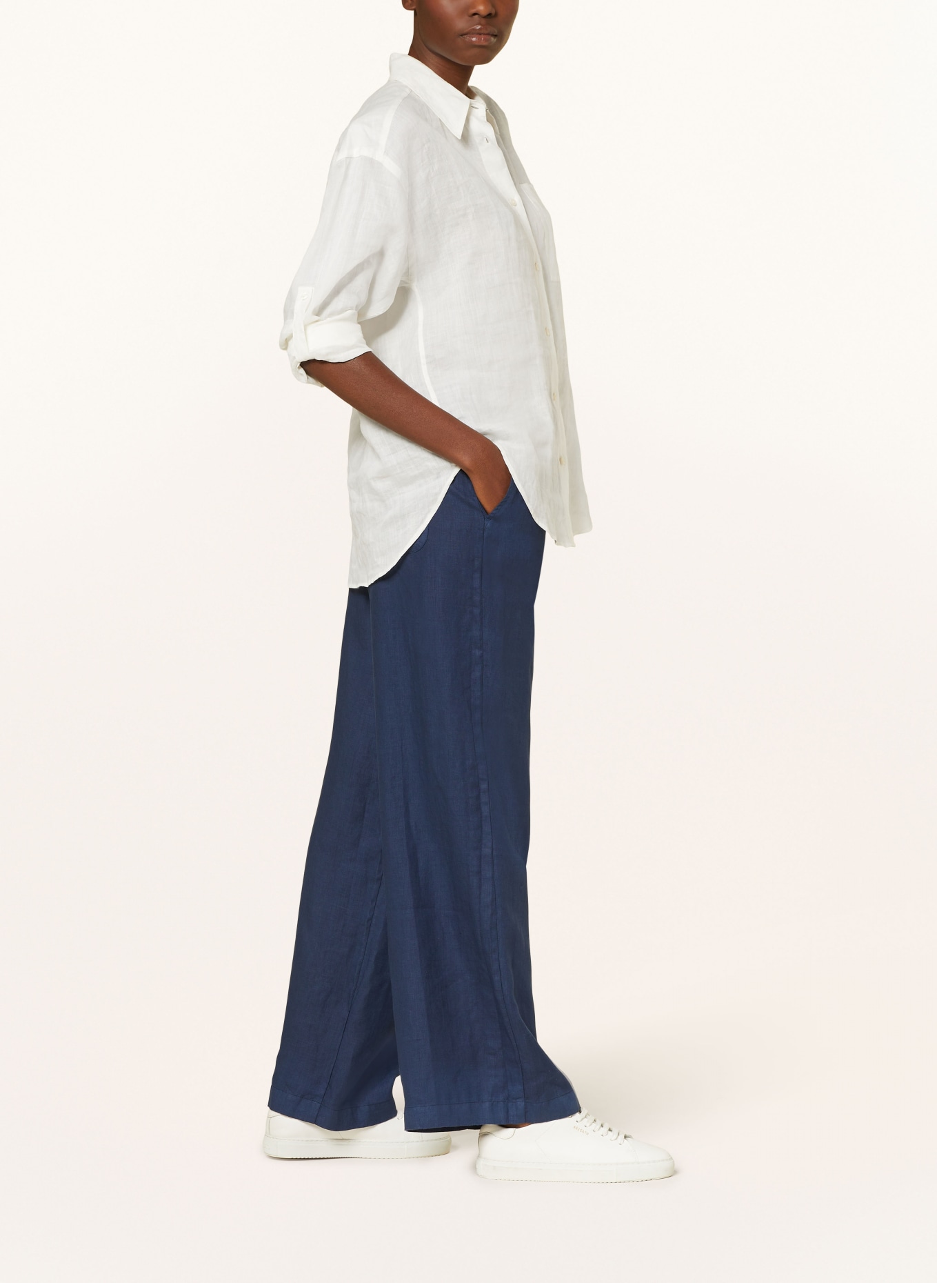 ROSSO35 Linen culottes, Color: DARK BLUE (Image 4)