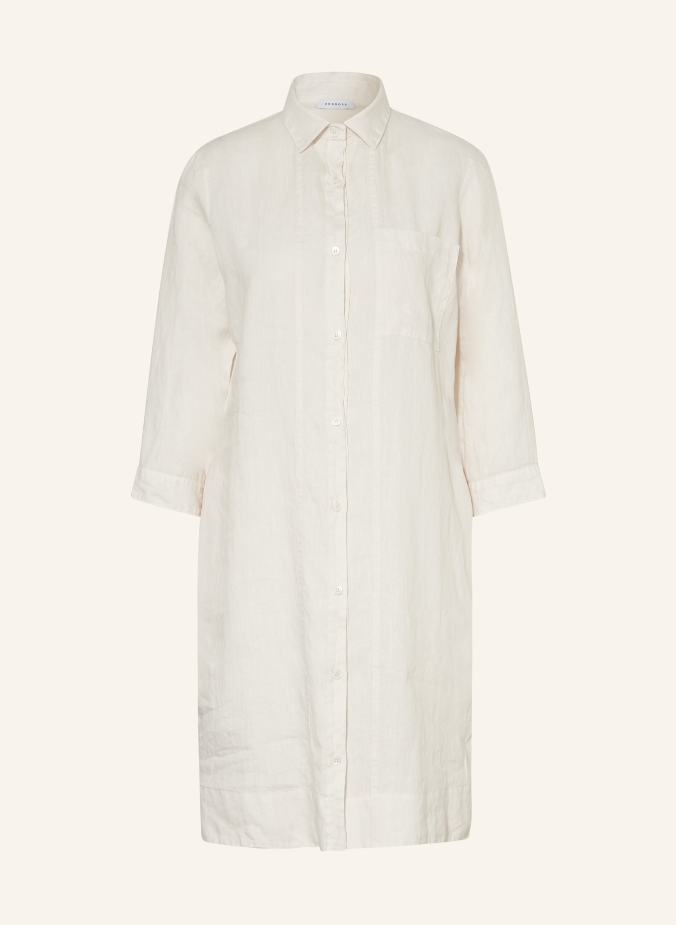 ROSSO35 Shirt dress made of linen with 3/4 sleeves, Color: BEIGE (Image 1)