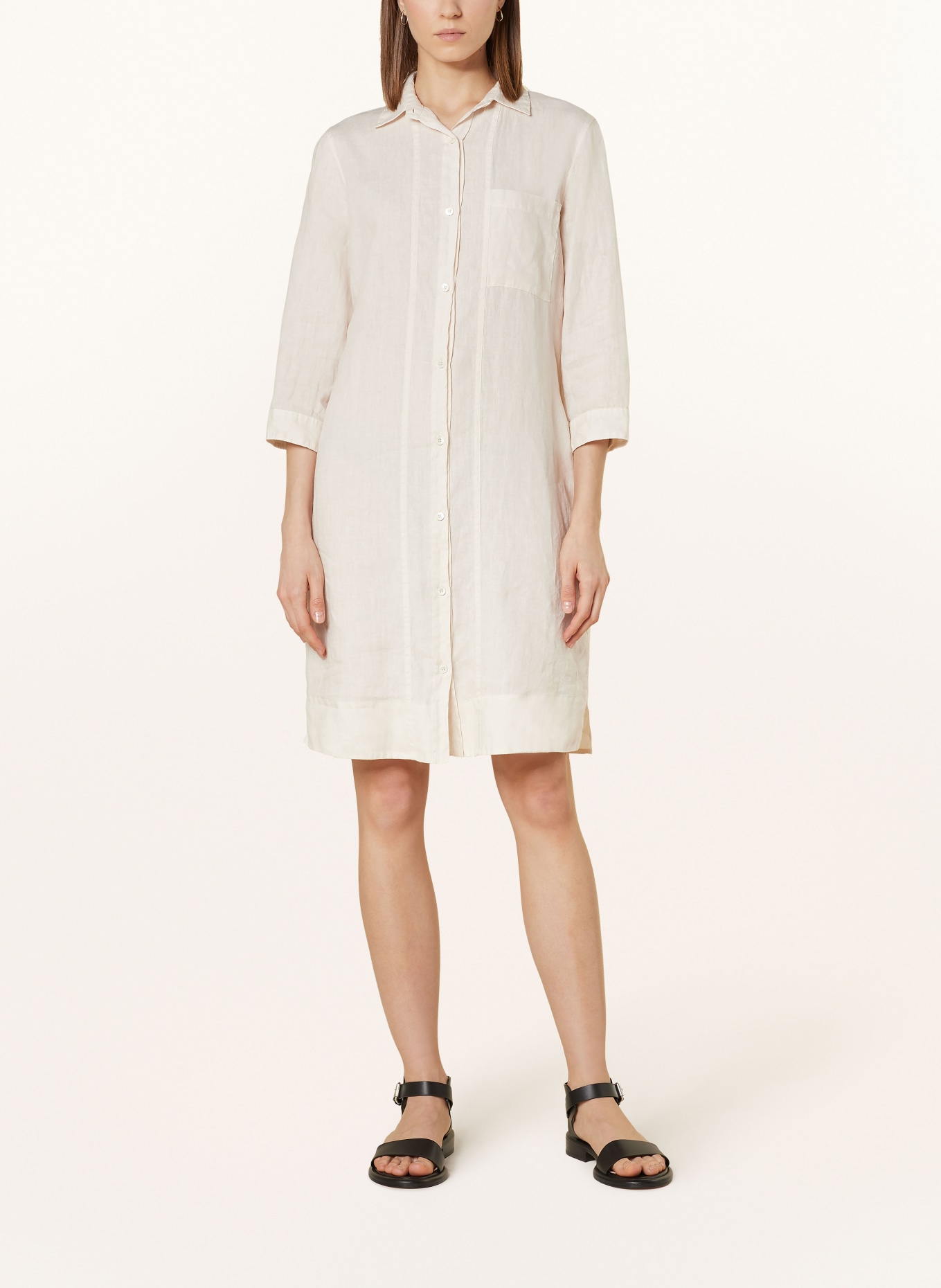ROSSO35 Shirt dress made of linen with 3/4 sleeves, Color: BEIGE (Image 2)