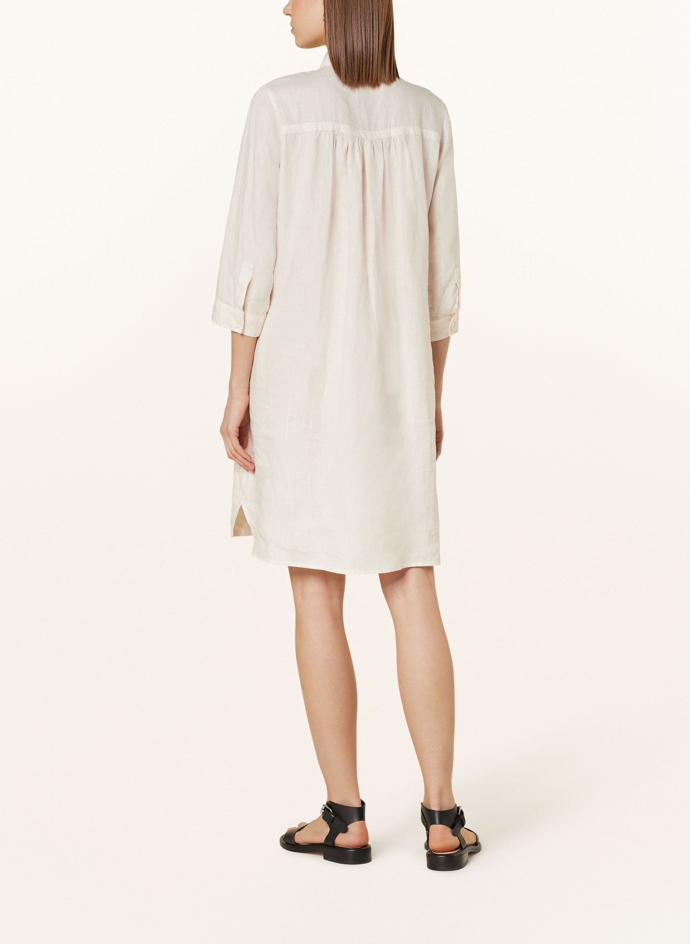 ROSSO35 Shirt dress made of linen with 3/4 sleeves, Color: BEIGE (Image 3)