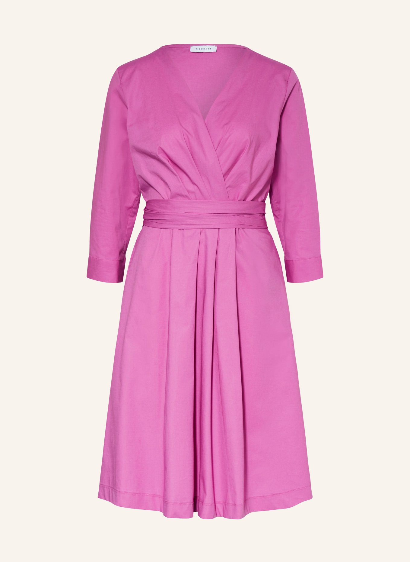ROSSO35 Wrap look dress with 3/4 sleeves, Color: FUCHSIA (Image 1)