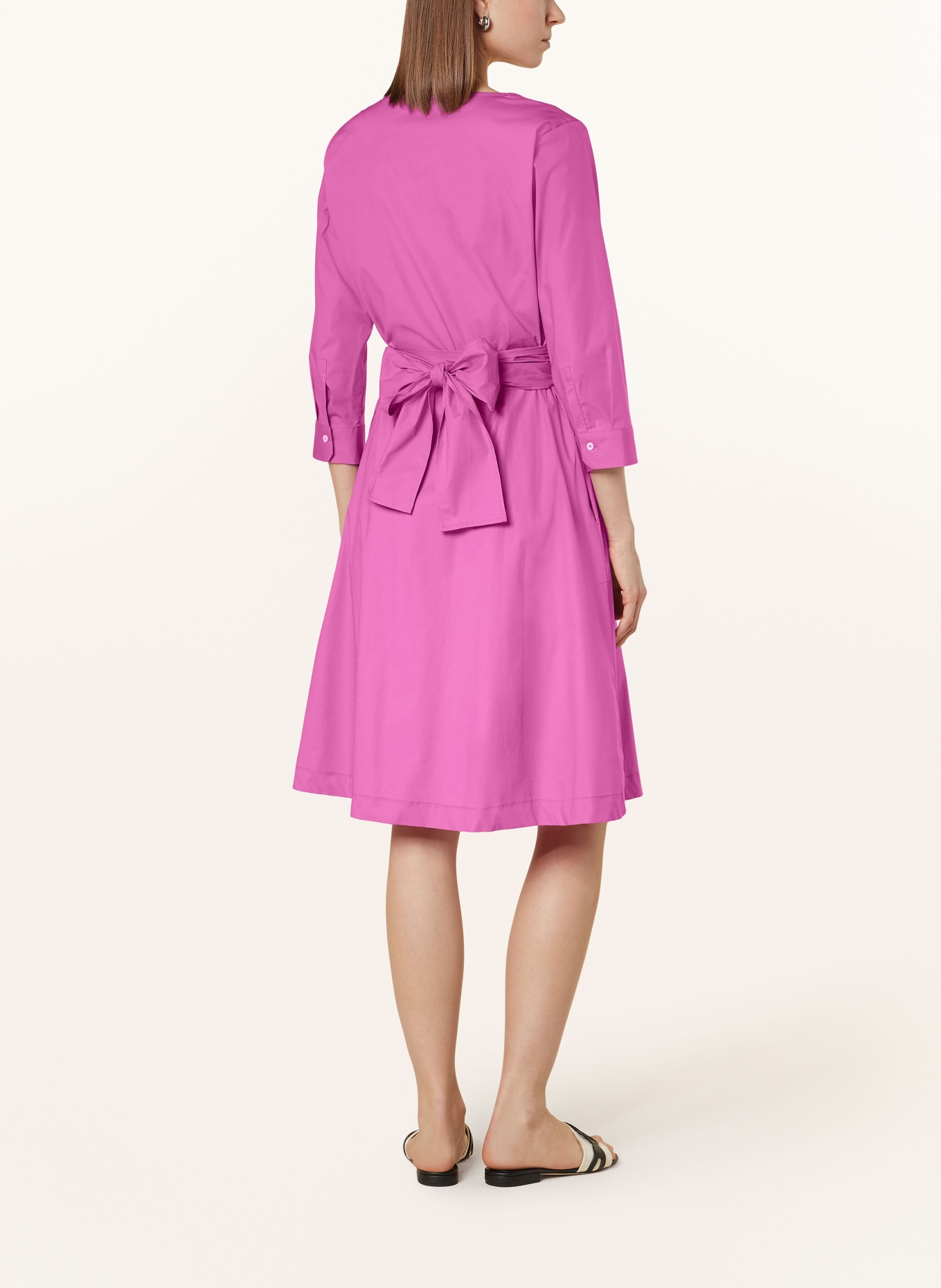 ROSSO35 Wrap look dress with 3/4 sleeves, Color: FUCHSIA (Image 3)