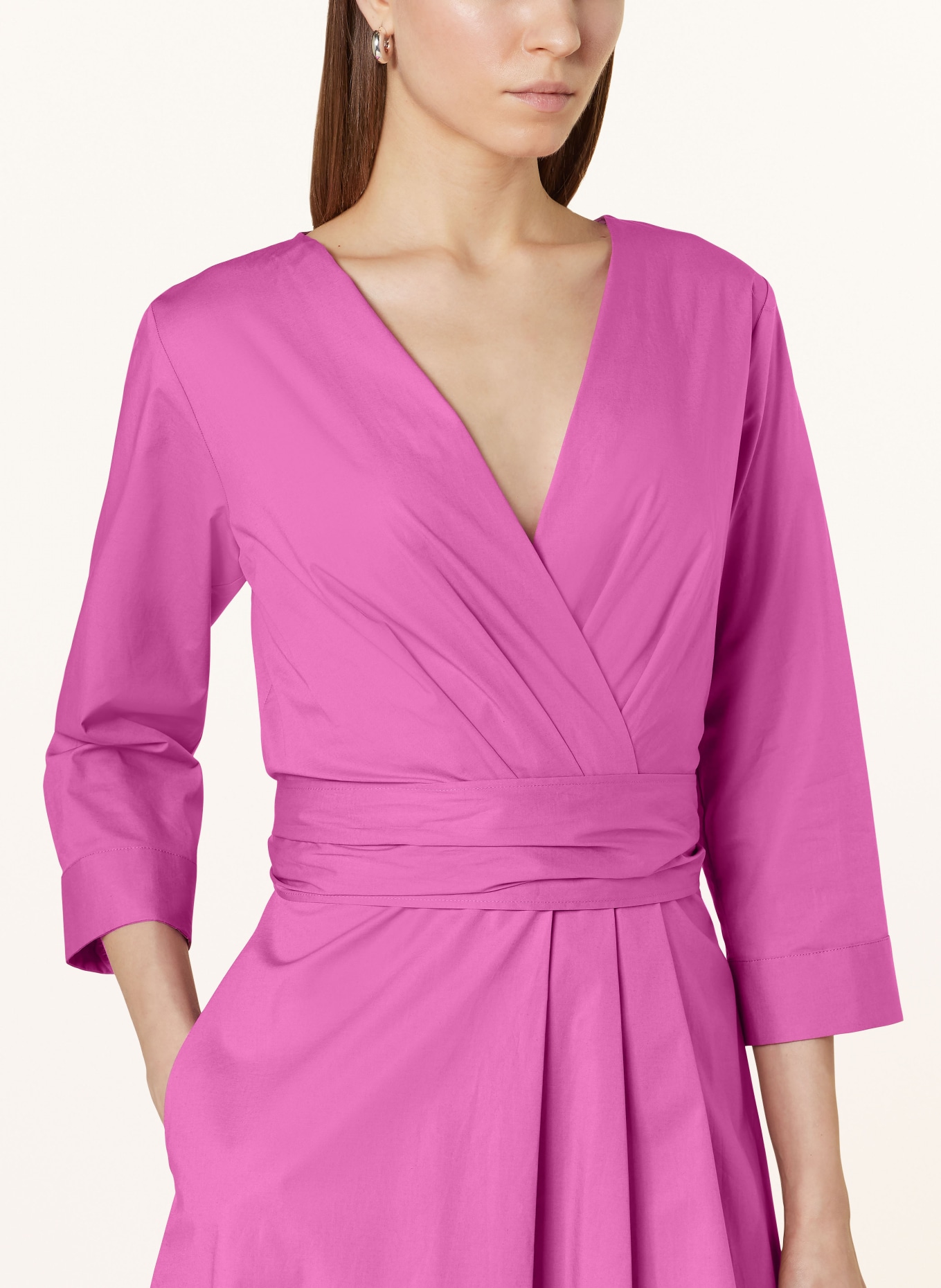 ROSSO35 Wrap look dress with 3/4 sleeves, Color: FUCHSIA (Image 4)