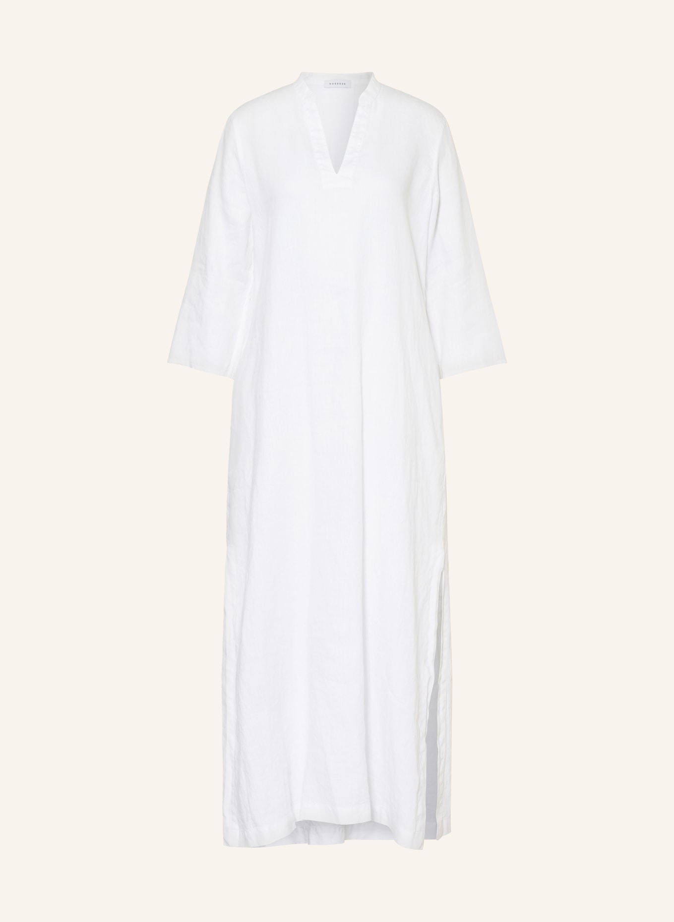 ROSSO35 Linen dress with 3/4 sleeves, Color: WHITE (Image 1)