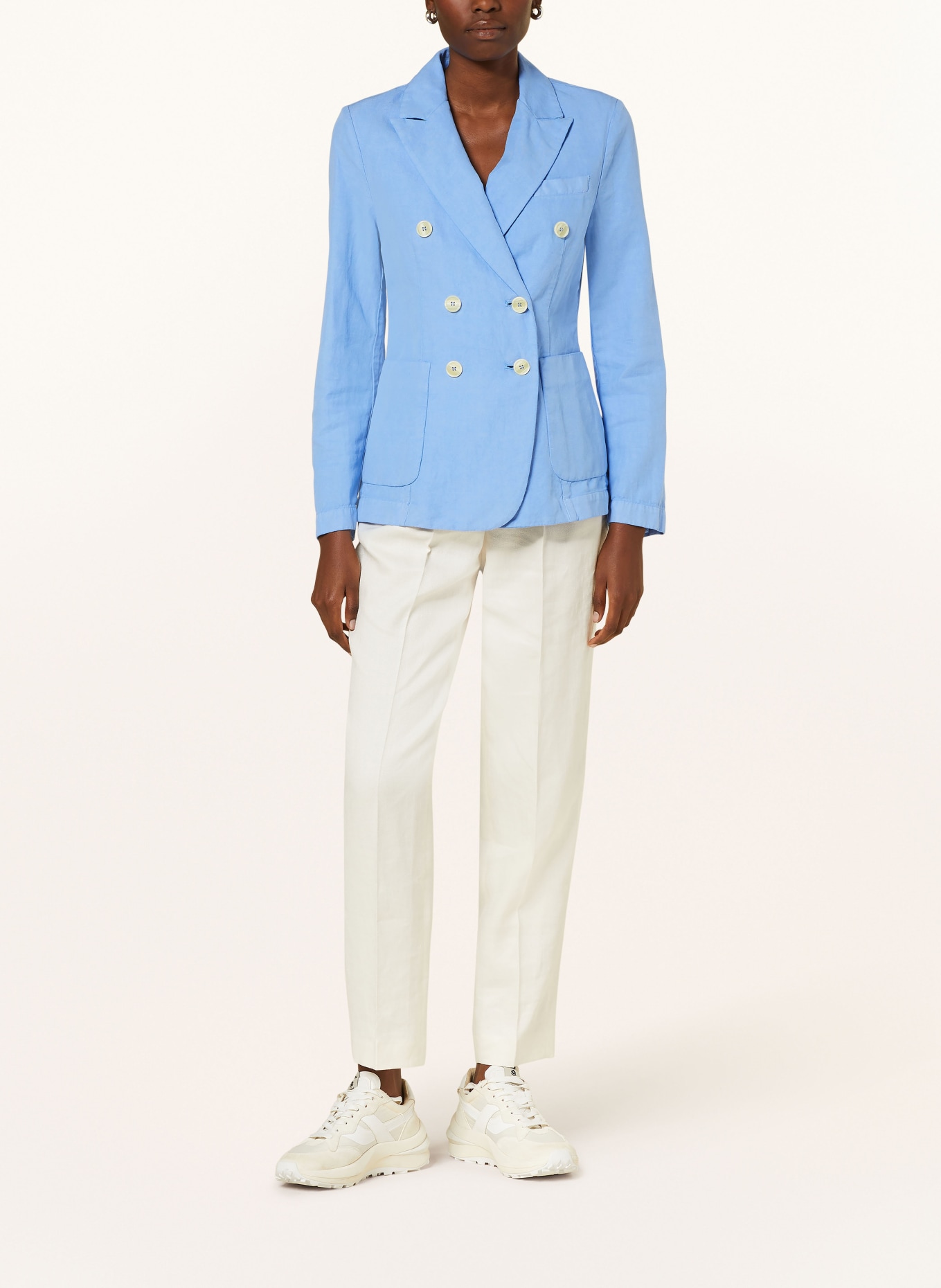 ROSSO35 Blazer with linen, Color: BLUE (Image 2)