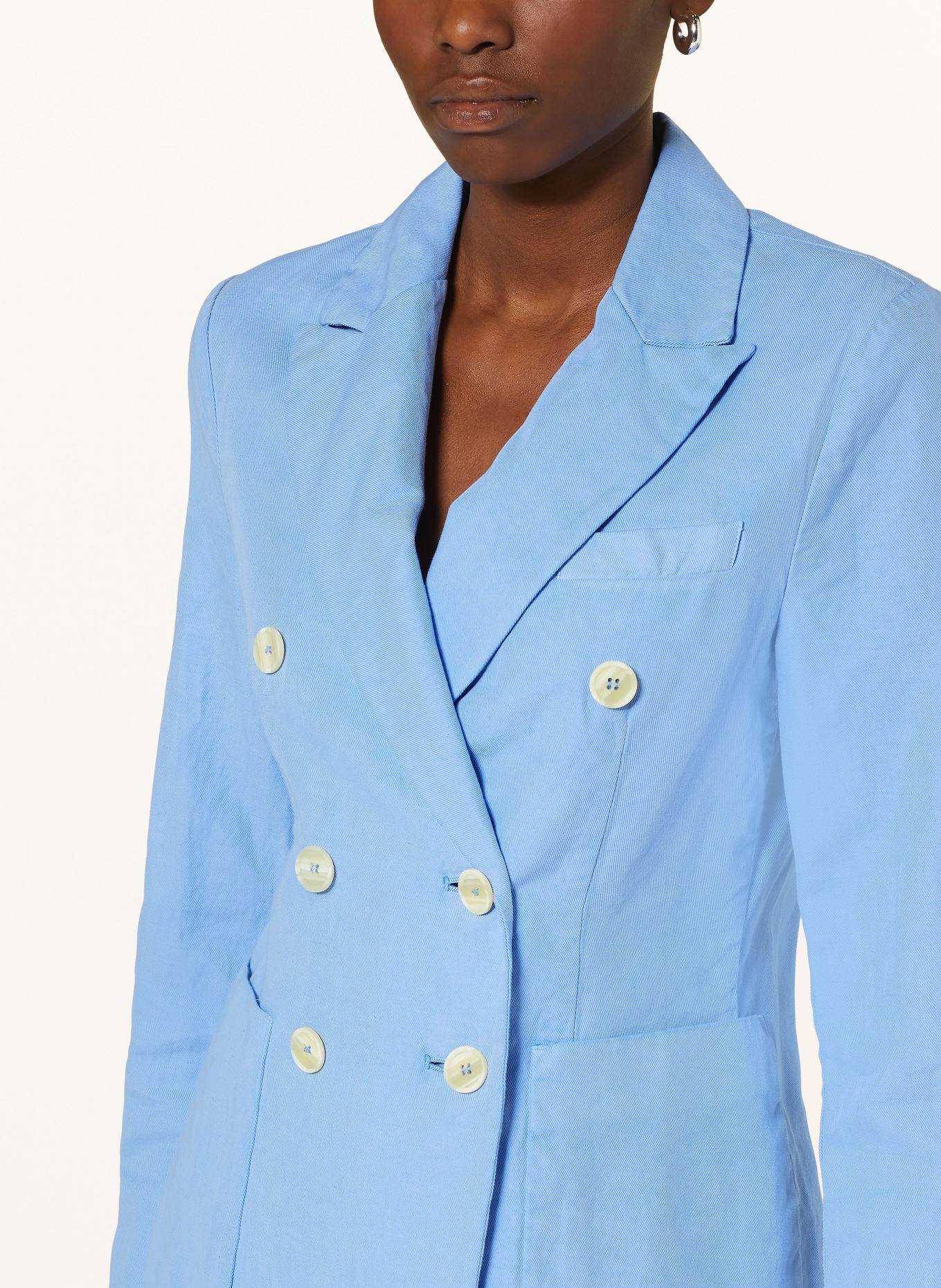 ROSSO35 Blazer with linen, Color: BLUE (Image 4)
