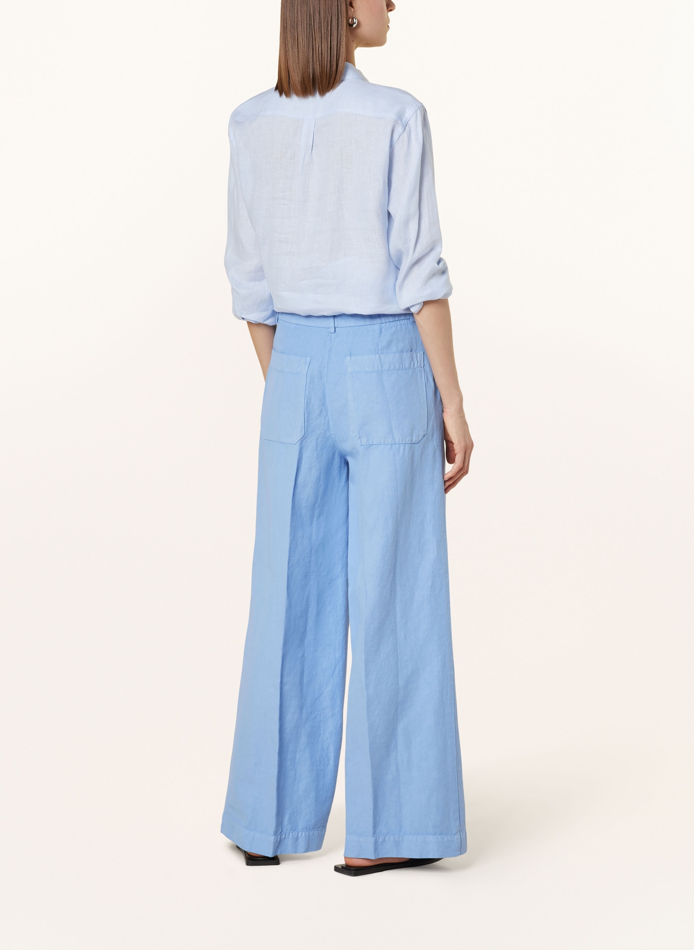 ROSSO35 Wide leg trousers with linen, Color: LIGHT BLUE (Image 3)