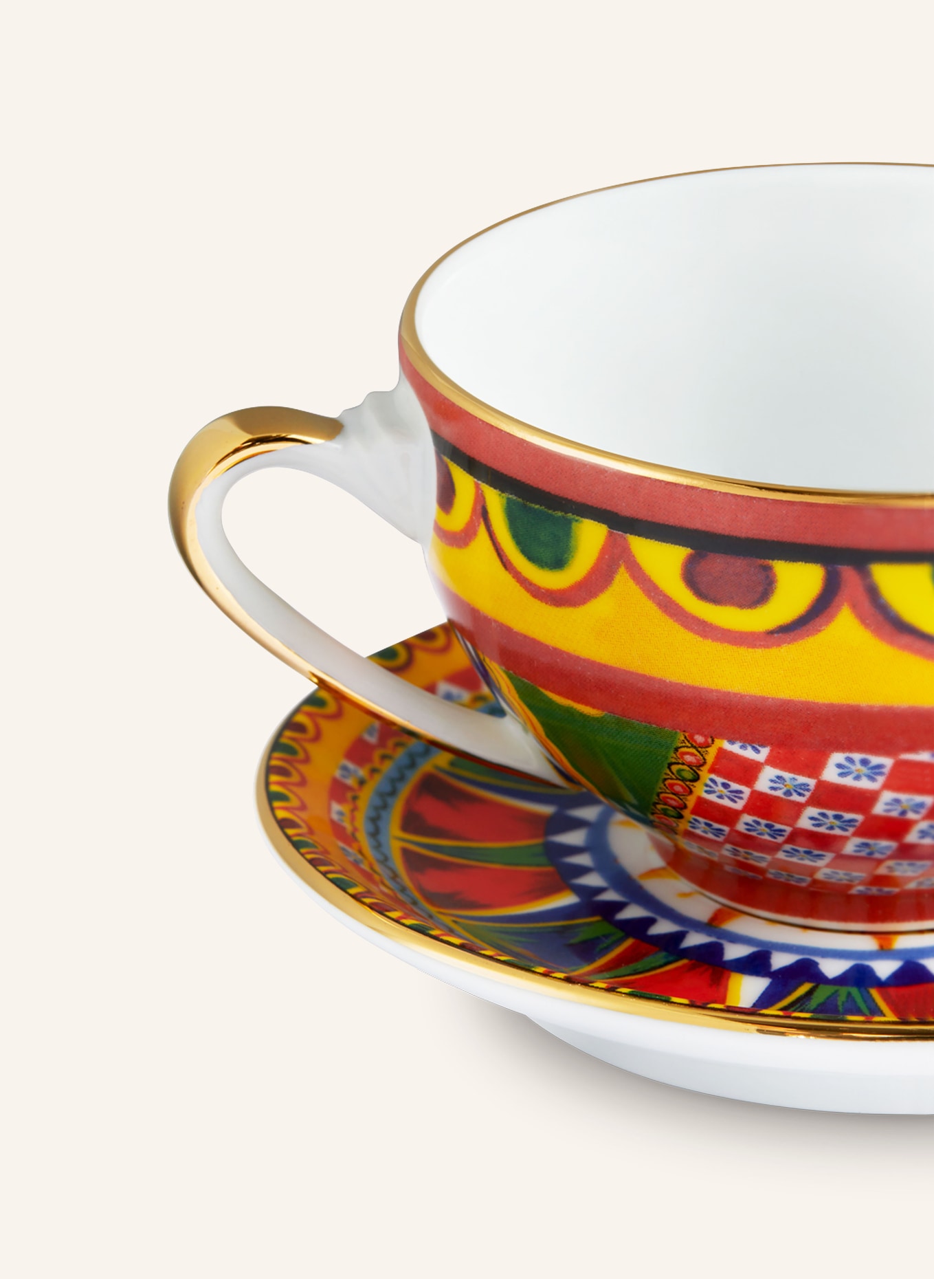 DOLCE & GABBANA CASA Coffee cup with saucer, Color: GREEN/ YELLOW/ LIGHT RED (Image 3)