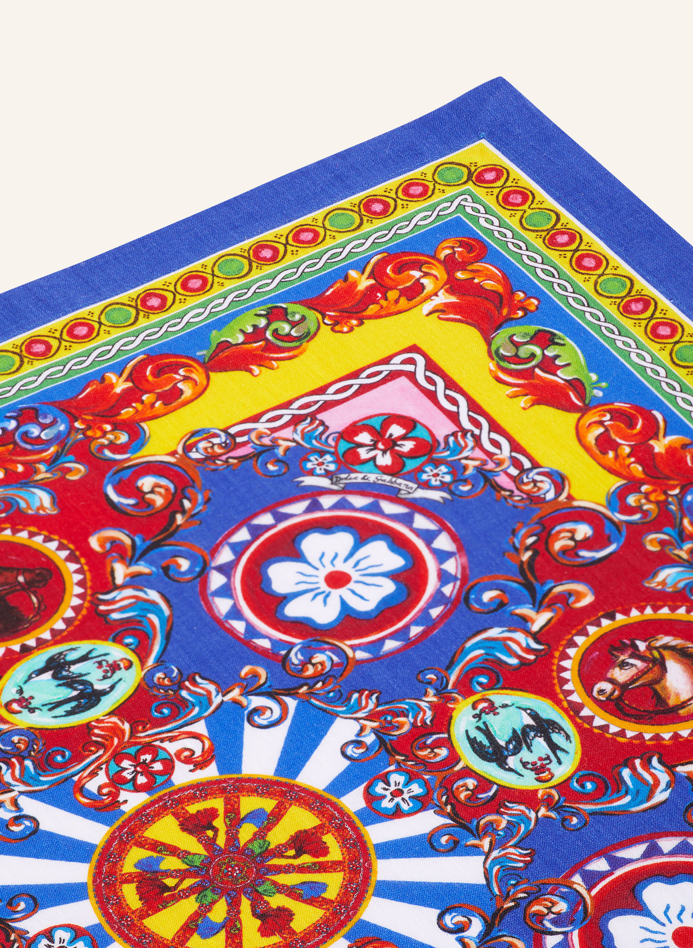 DOLCE & GABBANA CASA Set of 2 linen napkins, Color: BLUE/ YELLOW/ RED (Image 3)