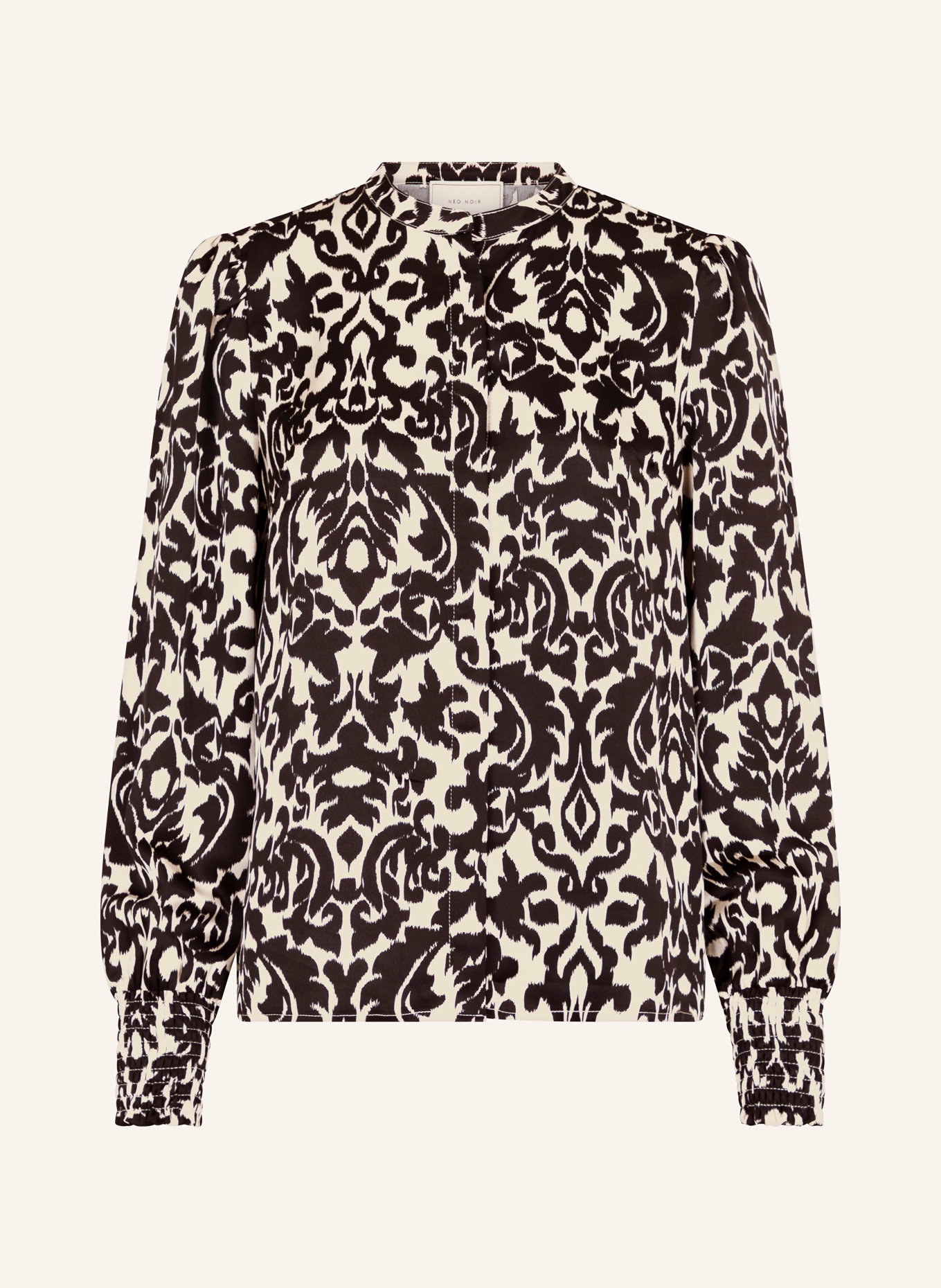 NEO NOIR Satin blouse KALA, Color: BLACK/ CREAM (Image 1)