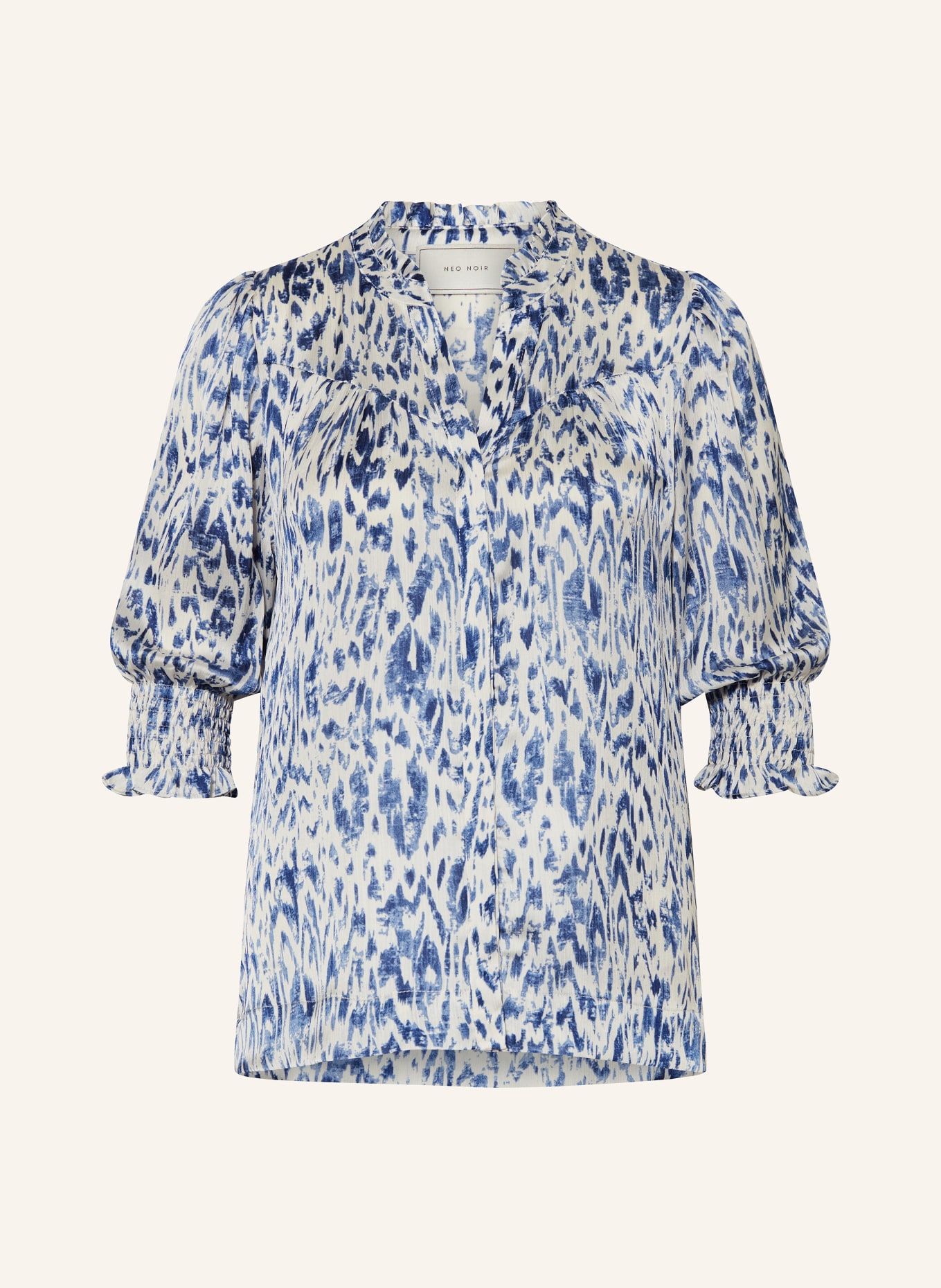 NEO NOIR Blouse DIANA with 3/4 sleeves, Color: BLUE/ WHITE (Image 1)