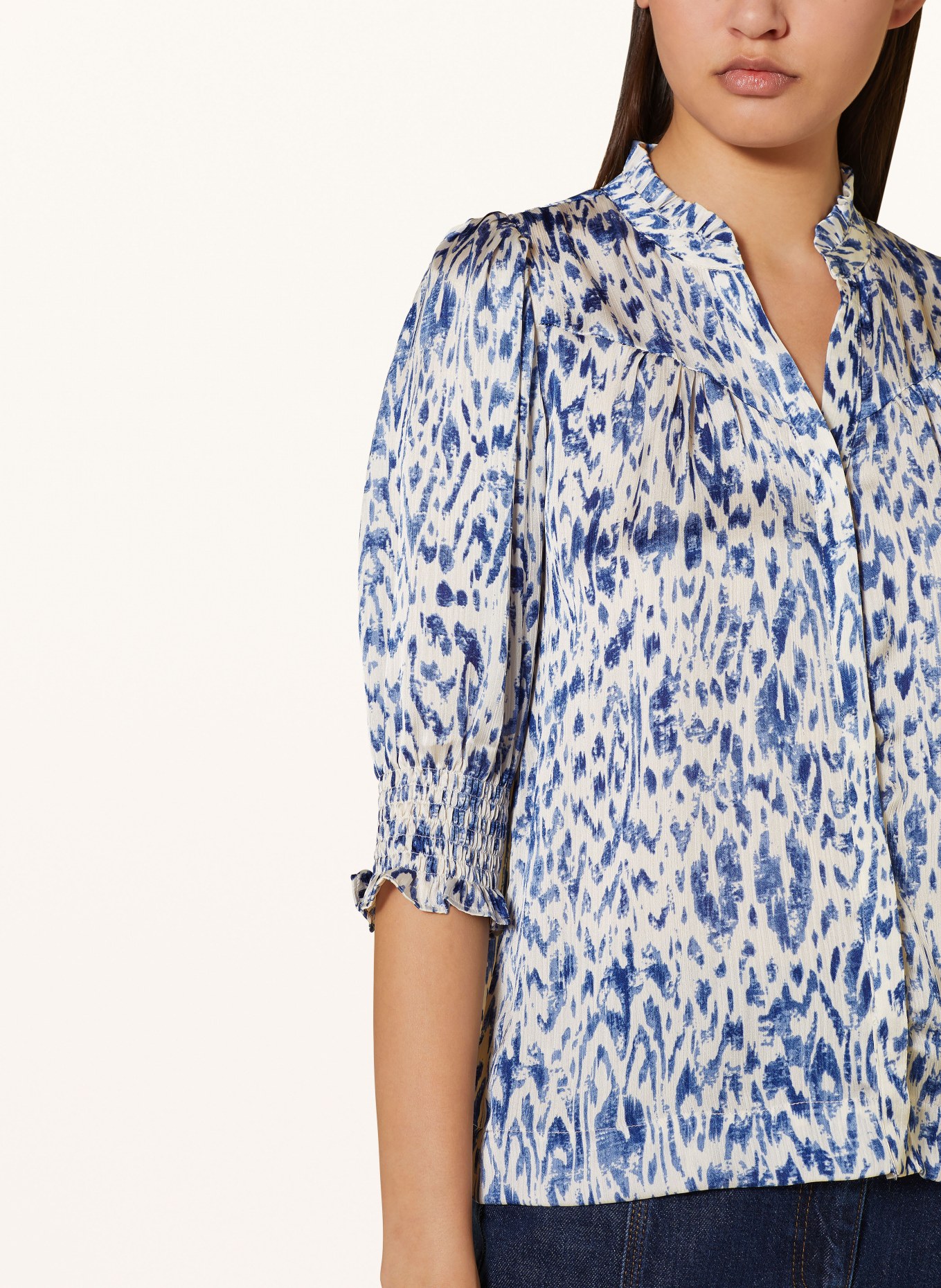 NEO NOIR Blouse DIANA with 3/4 sleeves, Color: BLUE/ WHITE (Image 4)