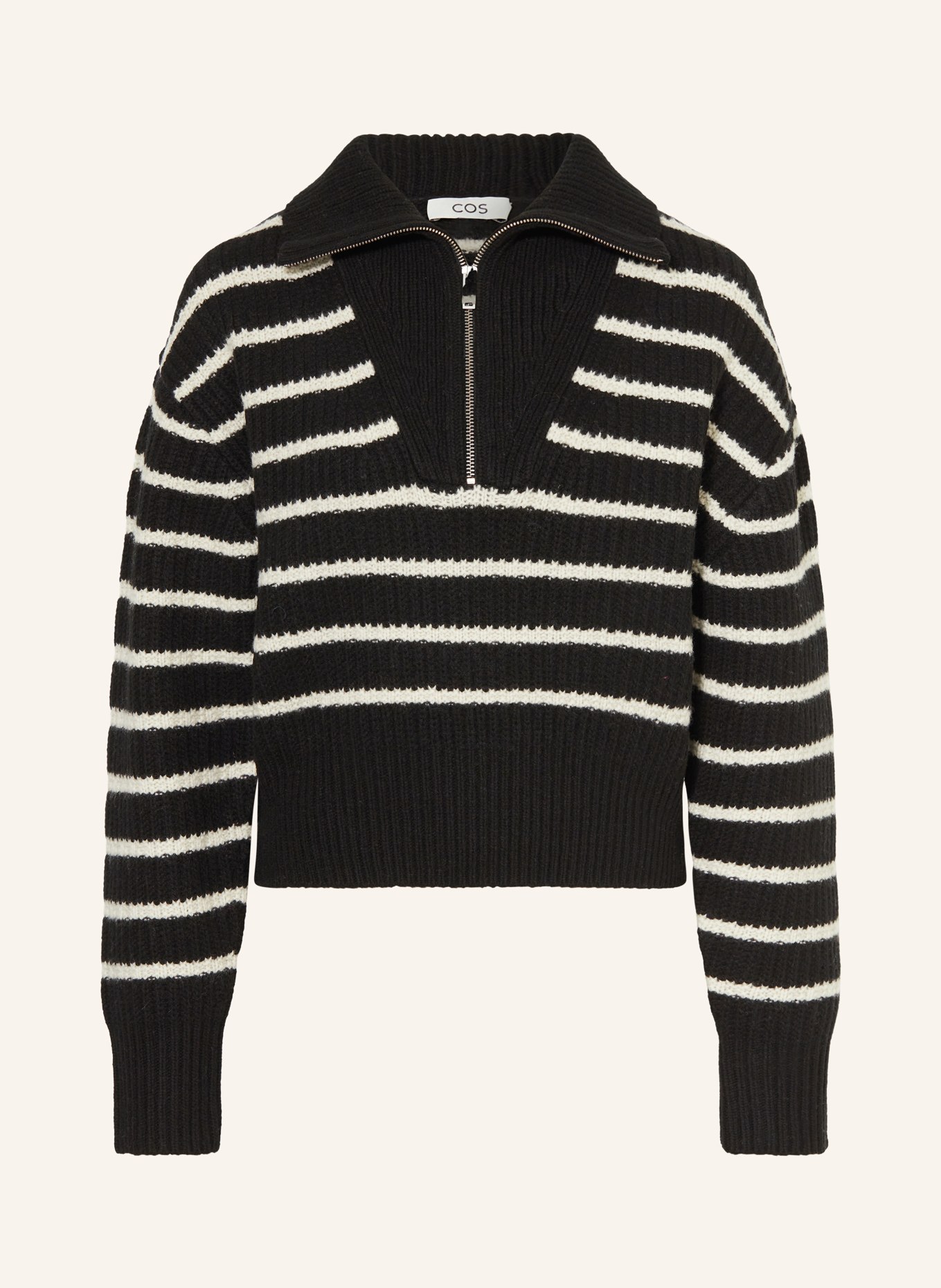 COS Half-zip sweater, Color: BLACK/ LIGHT GRAY (Image 1)