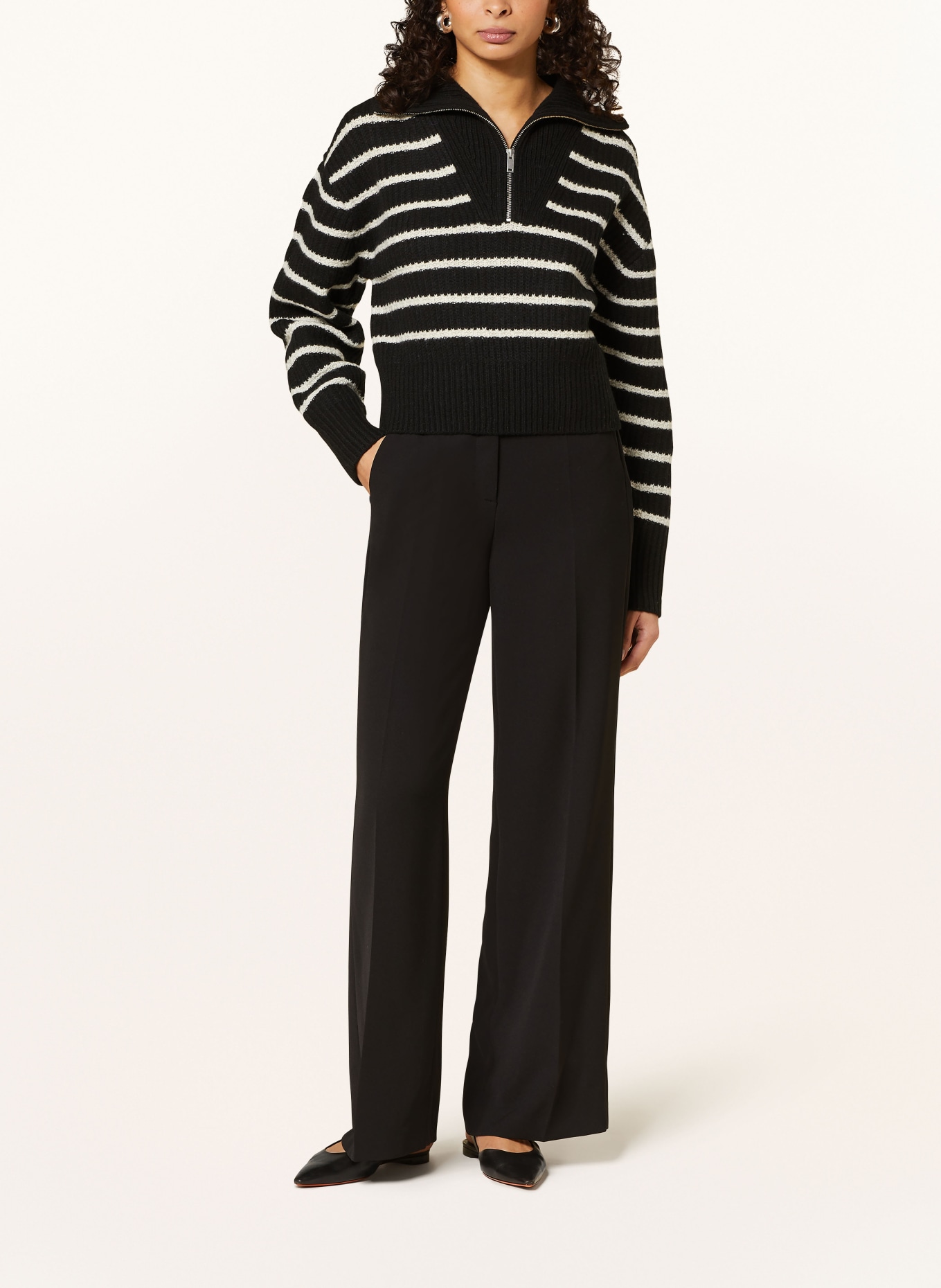 COS Half-zip sweater, Color: BLACK/ LIGHT GRAY (Image 2)