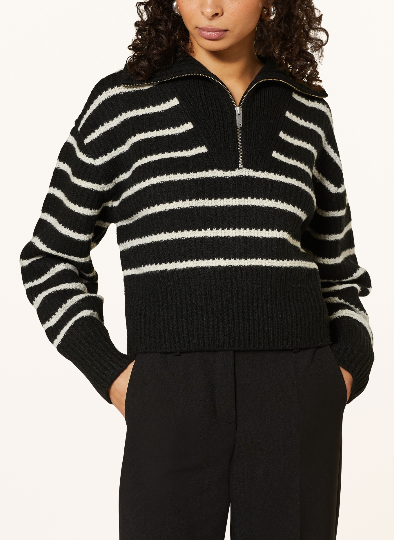 COS Half-zip sweater, Color: BLACK/ LIGHT GRAY (Image 4)