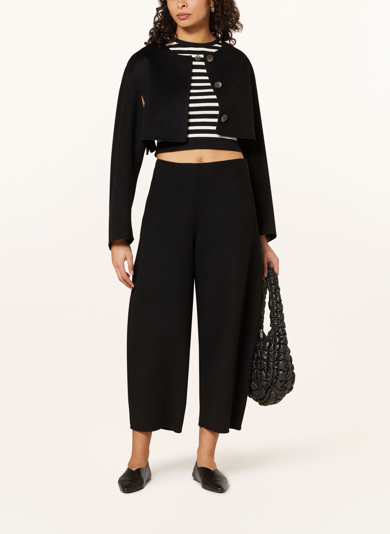 COS Cropped jacket with cut-outs, Color: BLACK (Image 2)