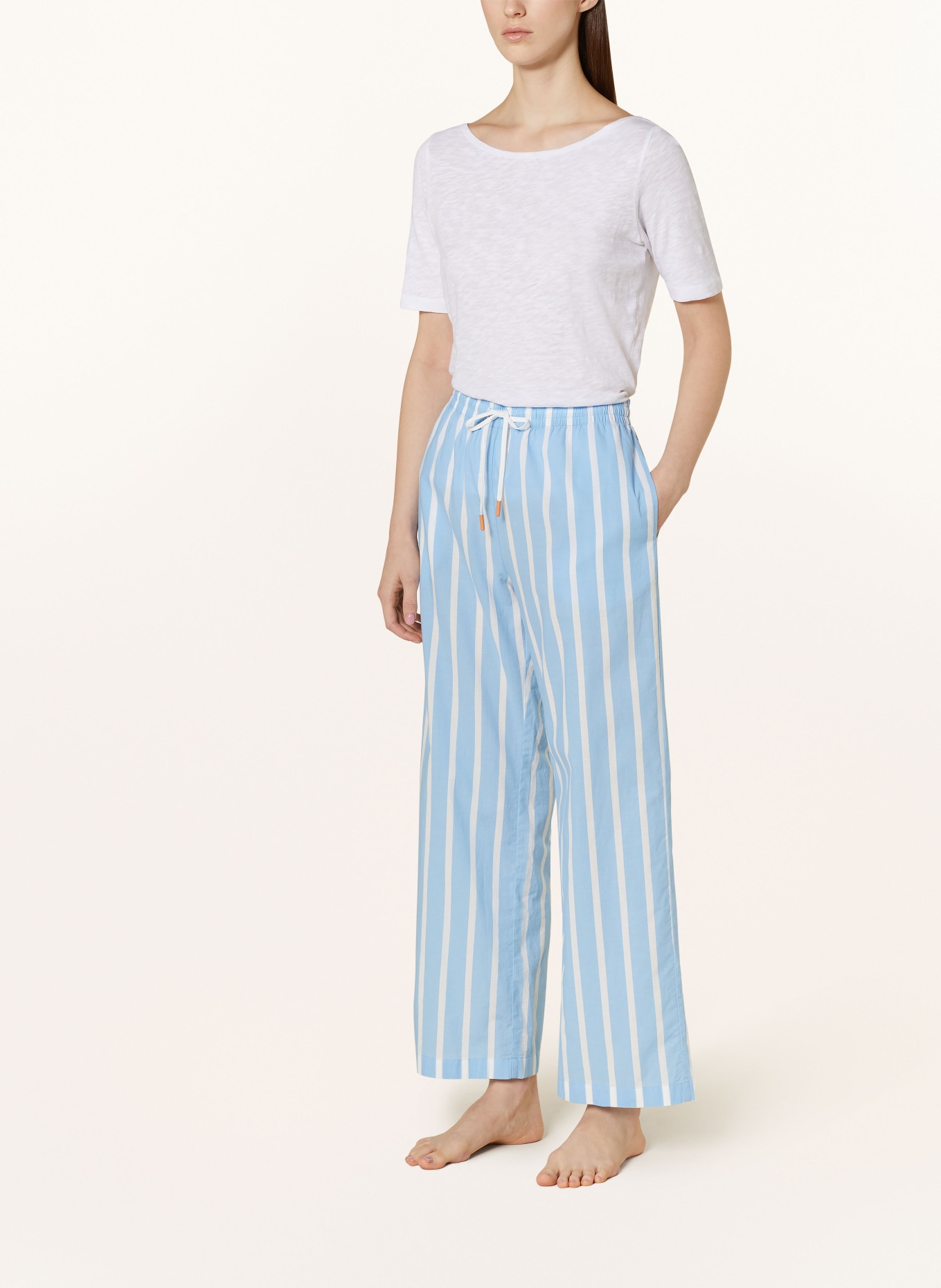 mey Pajama pants series FEE, Color: LIGHT BLUE/ WHITE (Image 2)