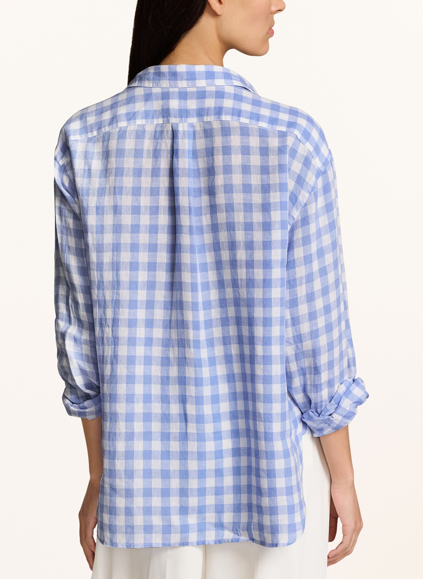 POLO RALPH LAUREN Shirt blouse made of linen, Color: WHITE/ LIGHT BLUE (Image 3)