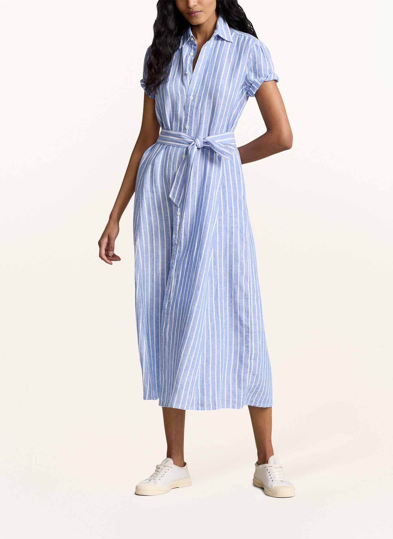 POLO RALPH LAUREN Shirt dress in linen, Color: BLUE/ WHITE (Image 2)