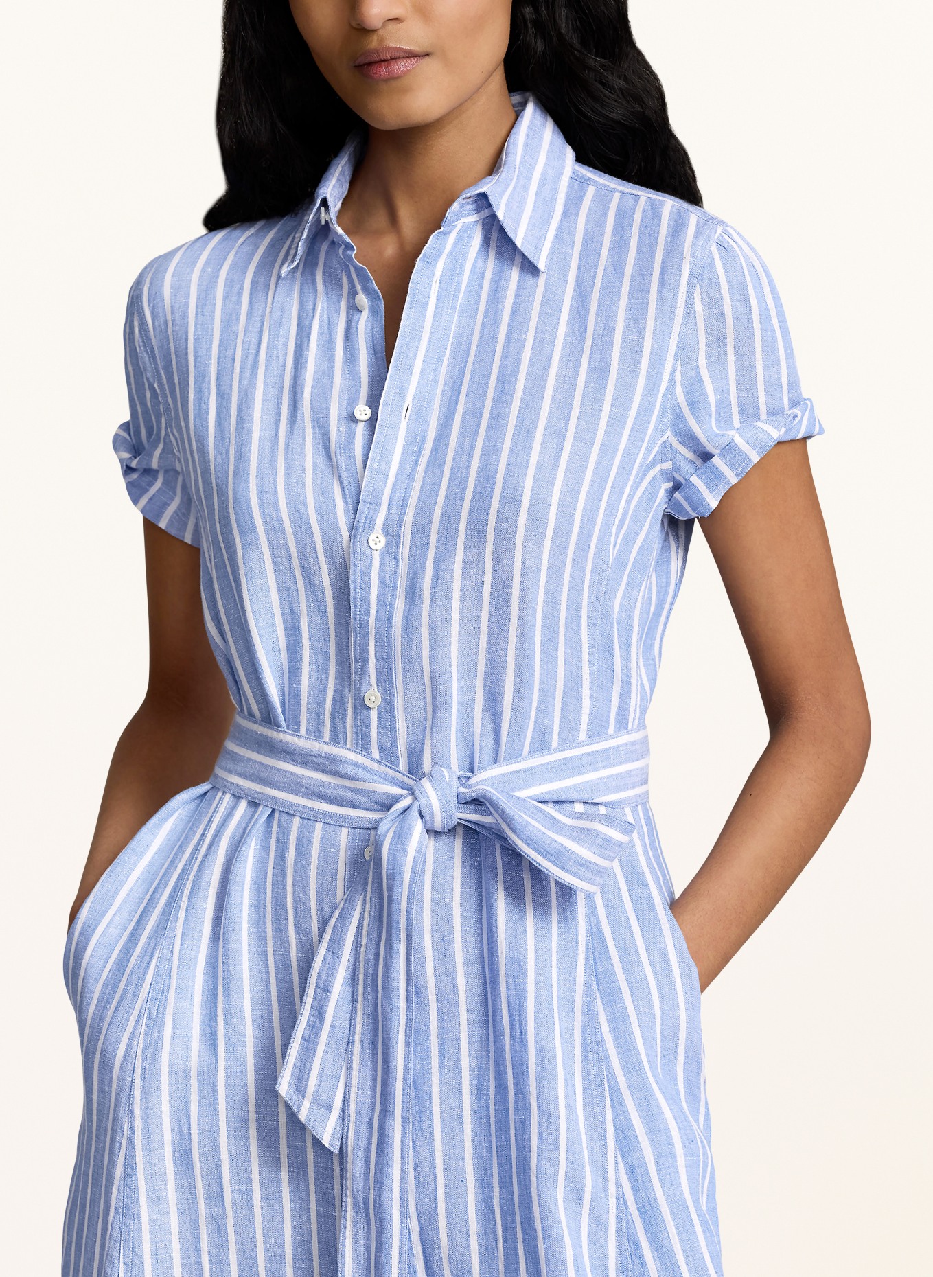 POLO RALPH LAUREN Shirt dress in linen, Color: BLUE/ WHITE (Image 4)