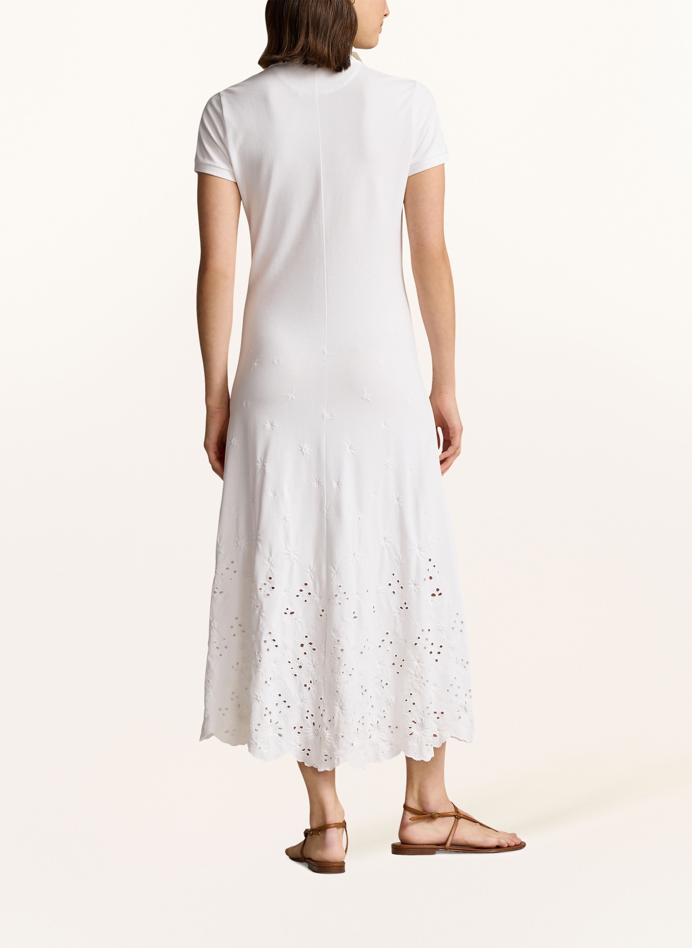POLO RALPH LAUREN Piqué polo dress with lace, Color: WHITE (Image 3)