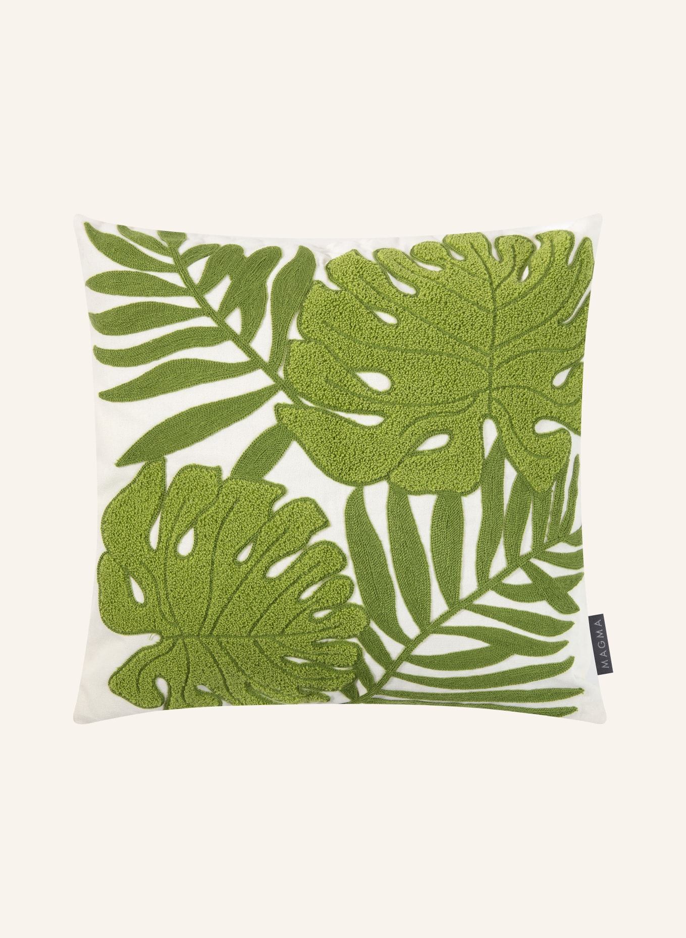 MAGMA Decorative cushion cover ARUBA, Color: WHITE/ OLIVE (Image 1)