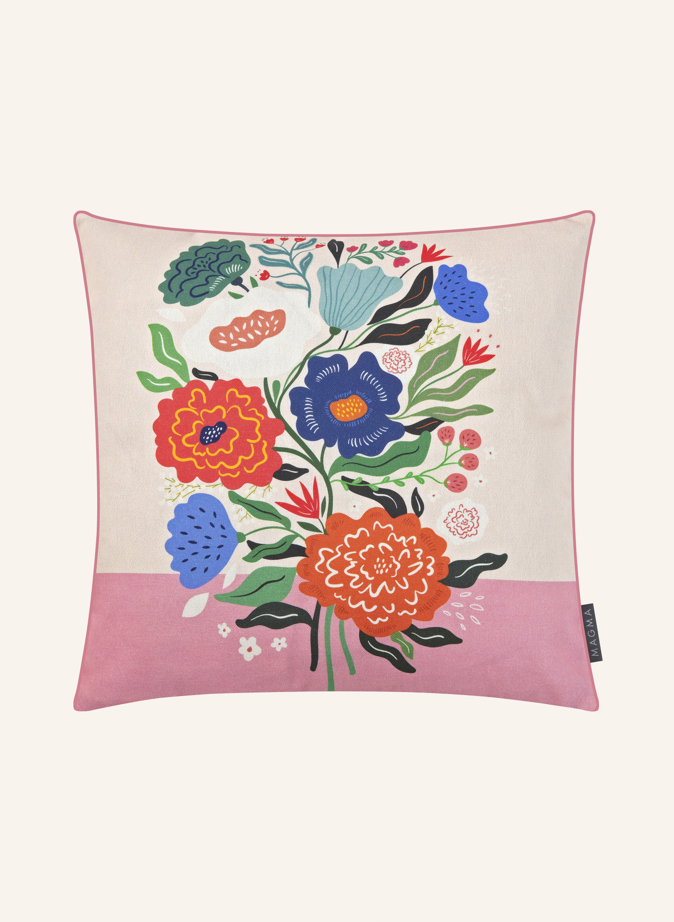 MAGMA Decorative cushion cover GIRASOLE, Color: PINK/ CREAM/ RED (Image 1)