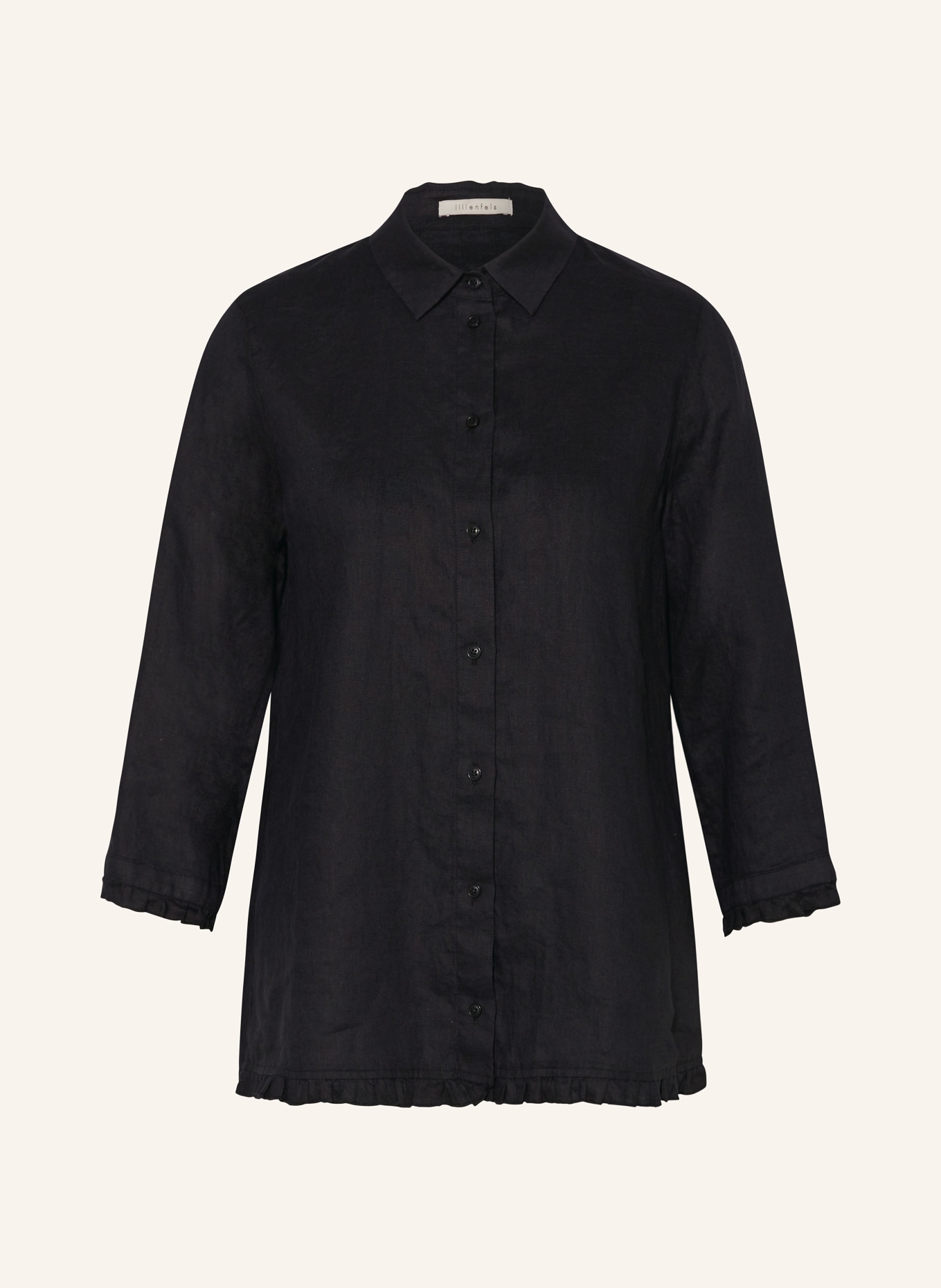 lilienfels Shirt blouse made of linen with 3/4 sleeves, Color: BLACK (Image 1)
