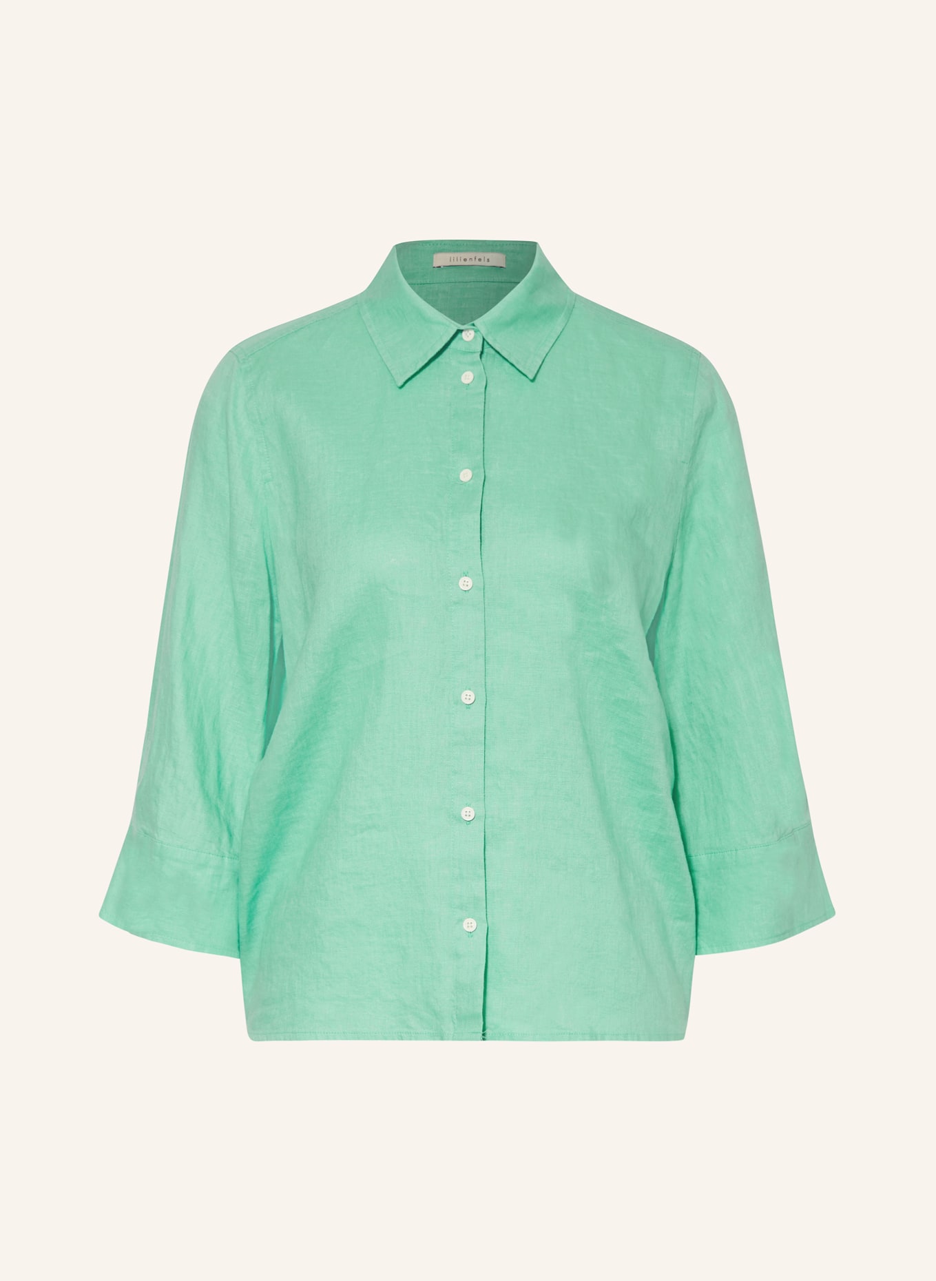 lilienfels Shirt blouse made of linen with 3/4 sleeves, Color: GREEN (Image 1)