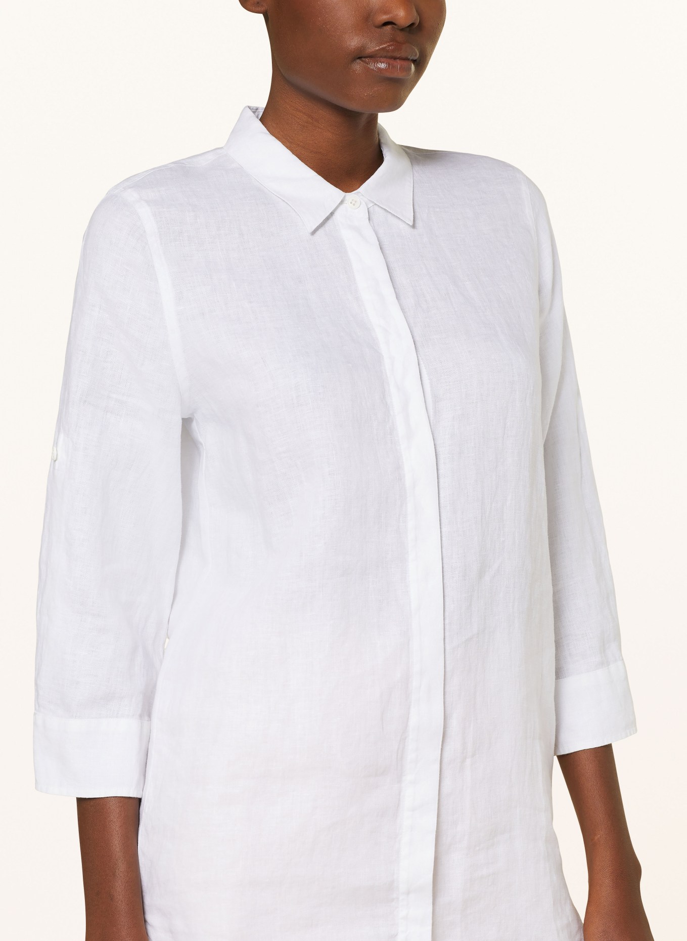 lilienfels Shirt blouse made of linen with 3/4 sleeves, Color: WHITE (Image 4)